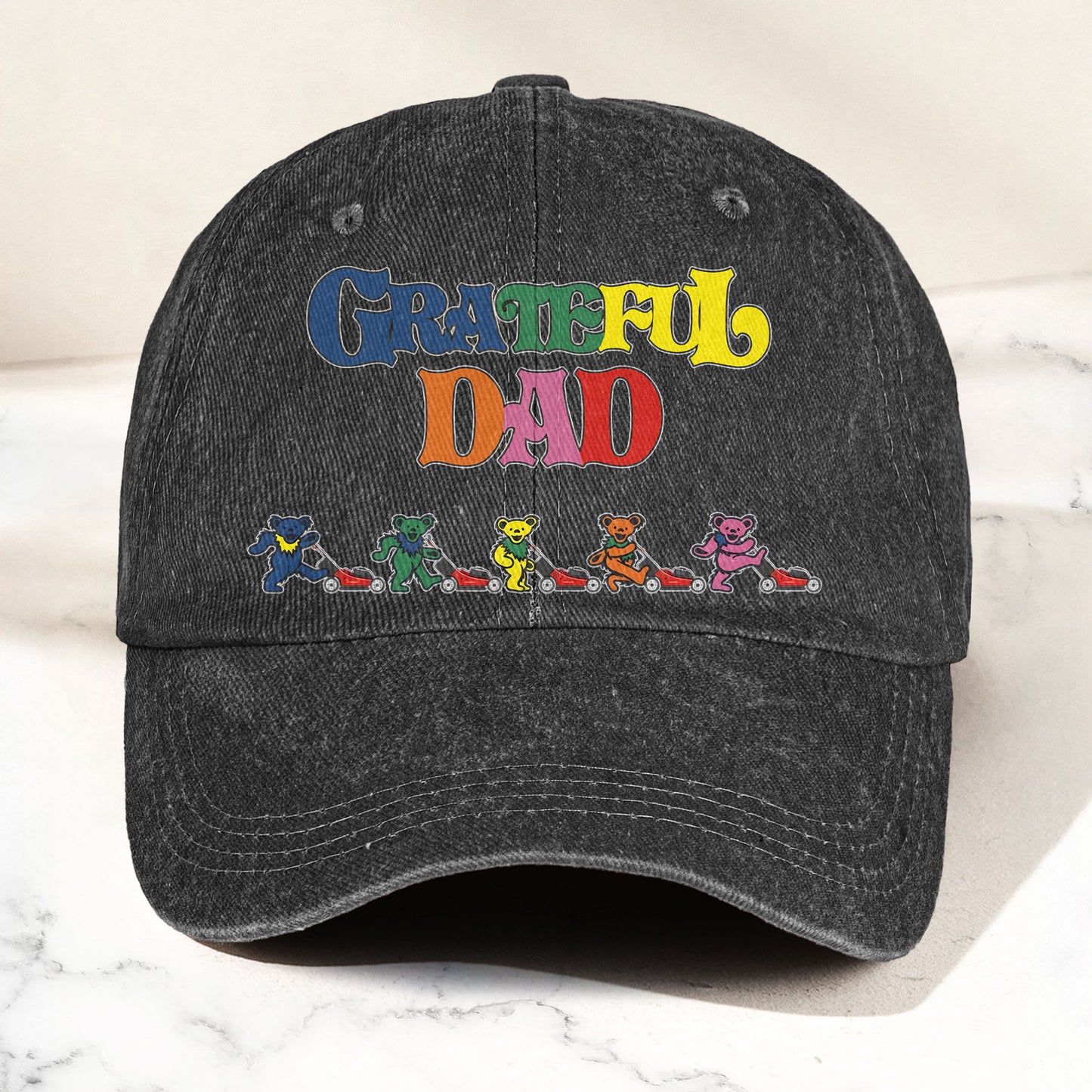 Grateful Dead Denim Cap – “Grateful Dad” Dancing Bears Dad Hat