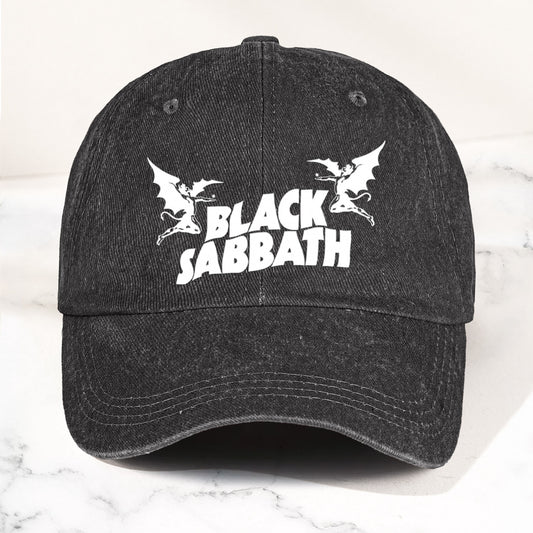 Black Sabbath Denim Dad Cap – Classic Winged Demon Logo Design ( With BOX)