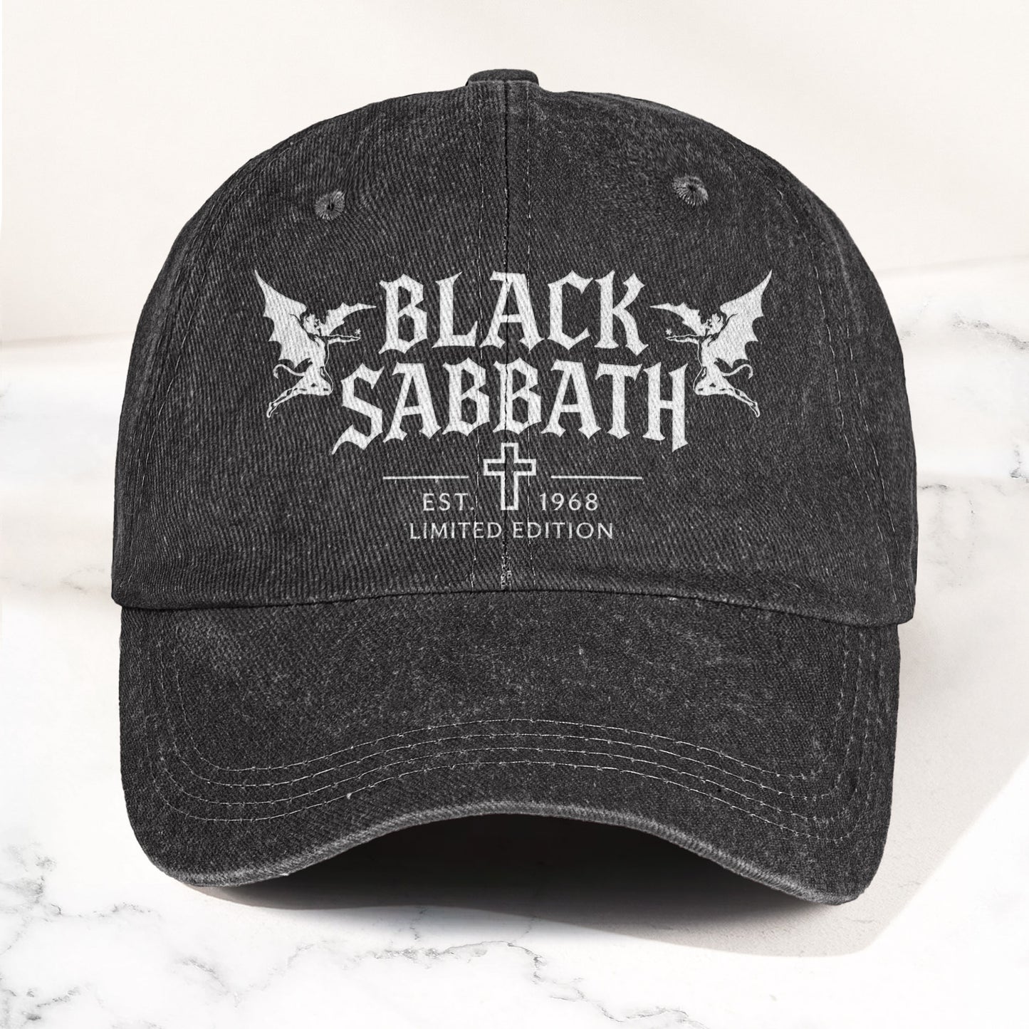 Black Sabbath Band Logo Est 1968 Denim Cap – Retro Vintage Dad Cap Gift For Dad (With Box)
