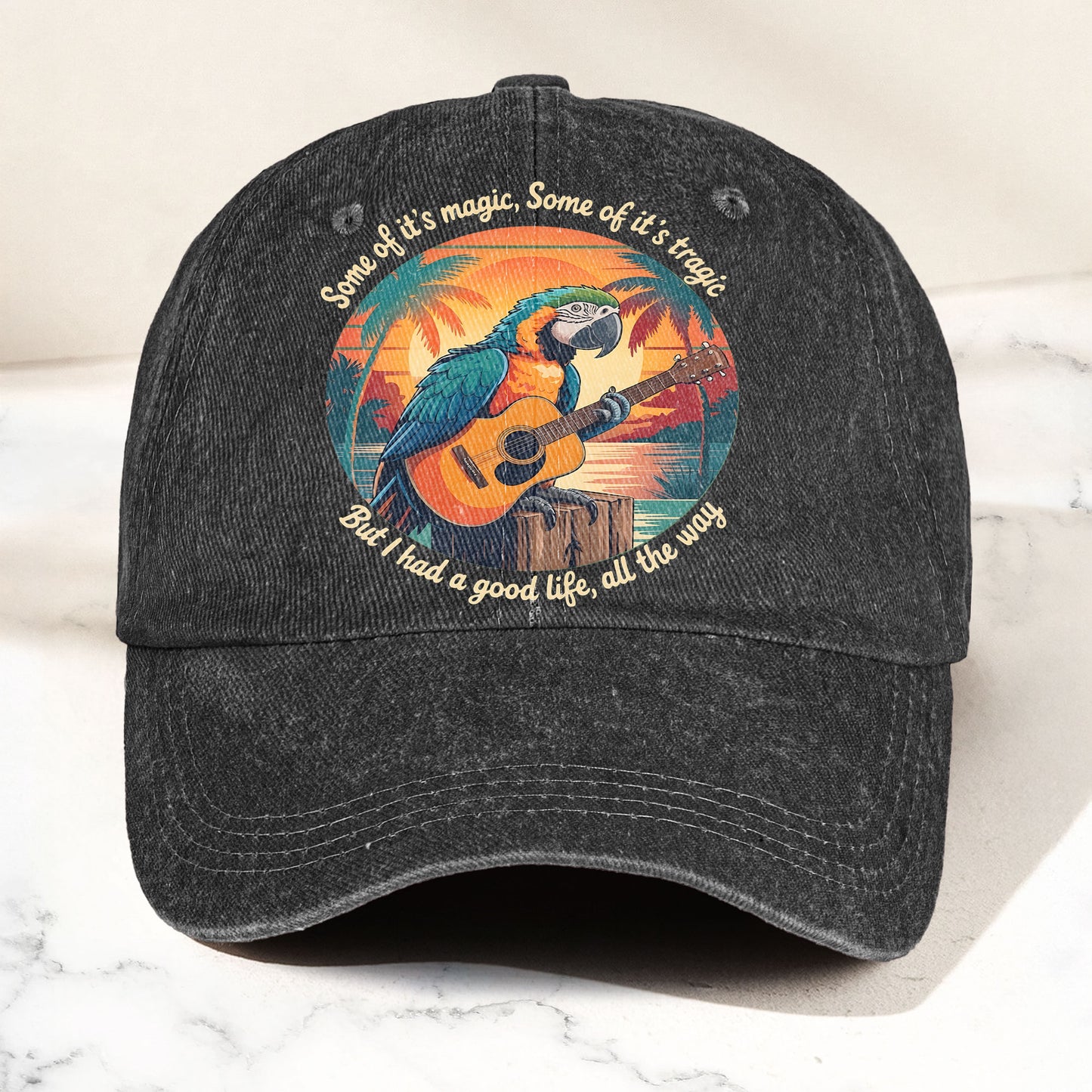 Some of Its Magic, Some of Its Tragic Denim Cap – Retro Jimmy Buffett Inspired Dad Hat (With Box)