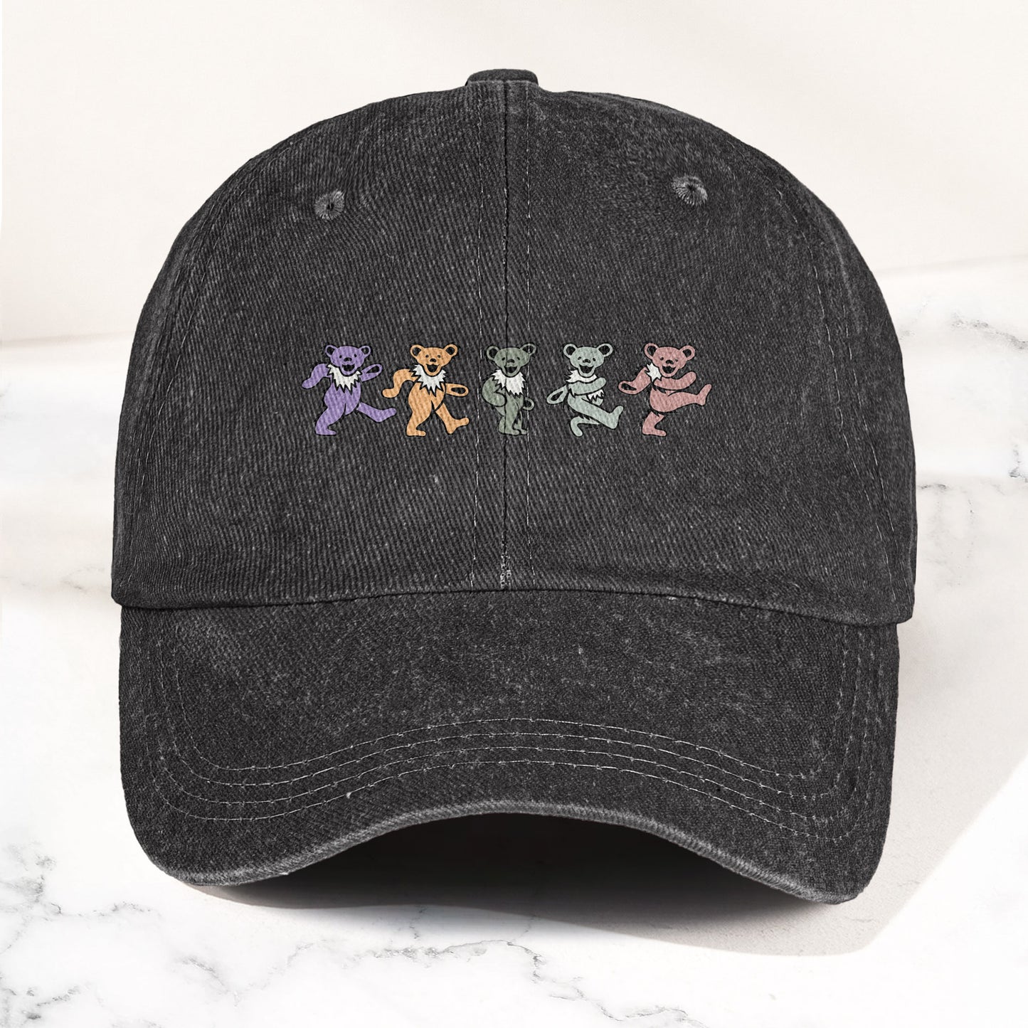 Grateful Dead Pastel Dancing Bears Denim Cap – Vintage Music Grateful Dead Merch Gift for Dad (With Box)