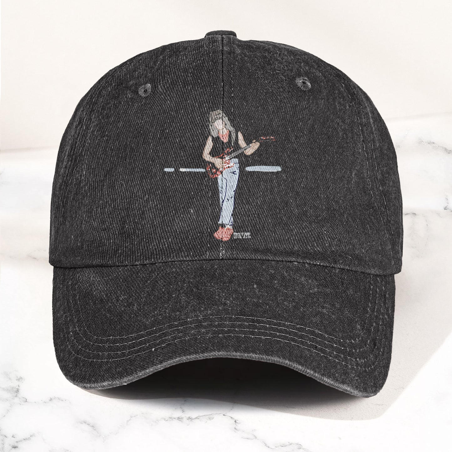 Eddie Van Halen Denim Cap – Van Halen Tribute Merch Dad Hat (With Box)