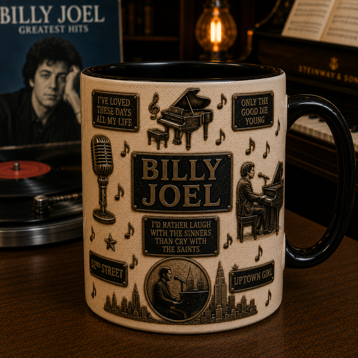 Billy Joel Mug – Piano Man & We Didn’t Start the Fire Coffee Cup, Classic Music Gift for Fans