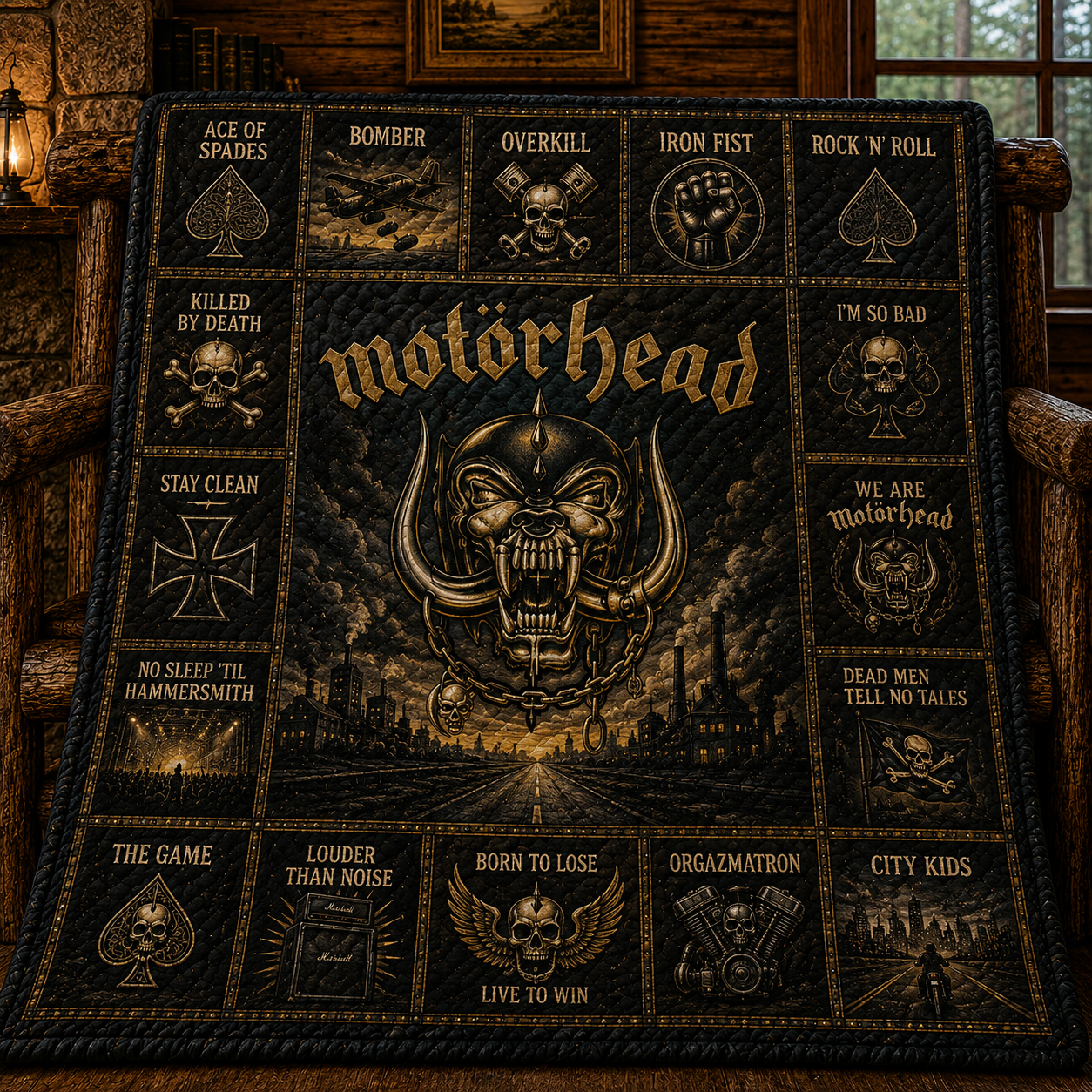 Motorhead Heavy Metal Quilt Blanket – Ace Of Spades Journey In Every Stitch