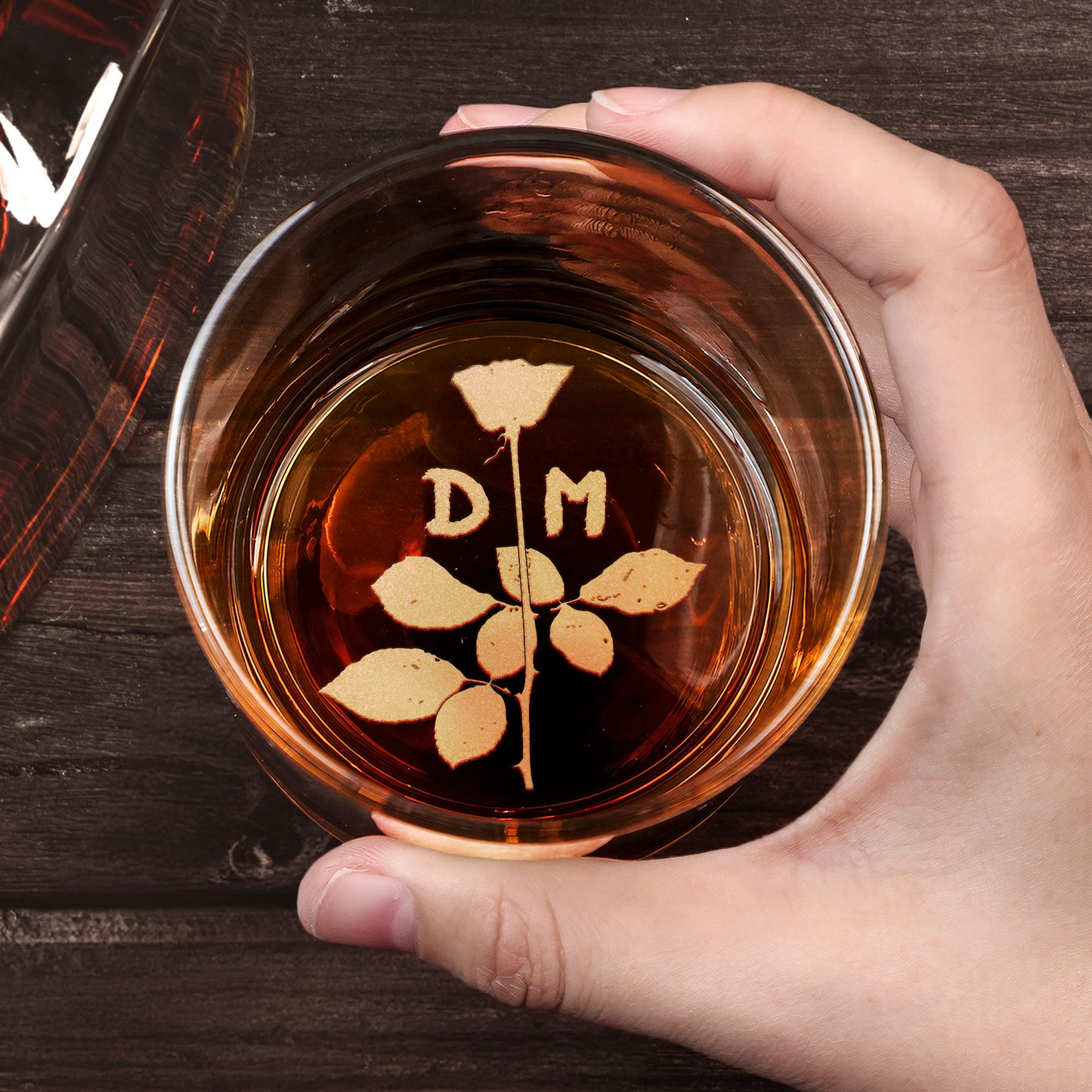 Depeche Mode Violator Album Rose Symbol Engraved Whiskey Glass - Multiple Designs Available (With Gift Box)