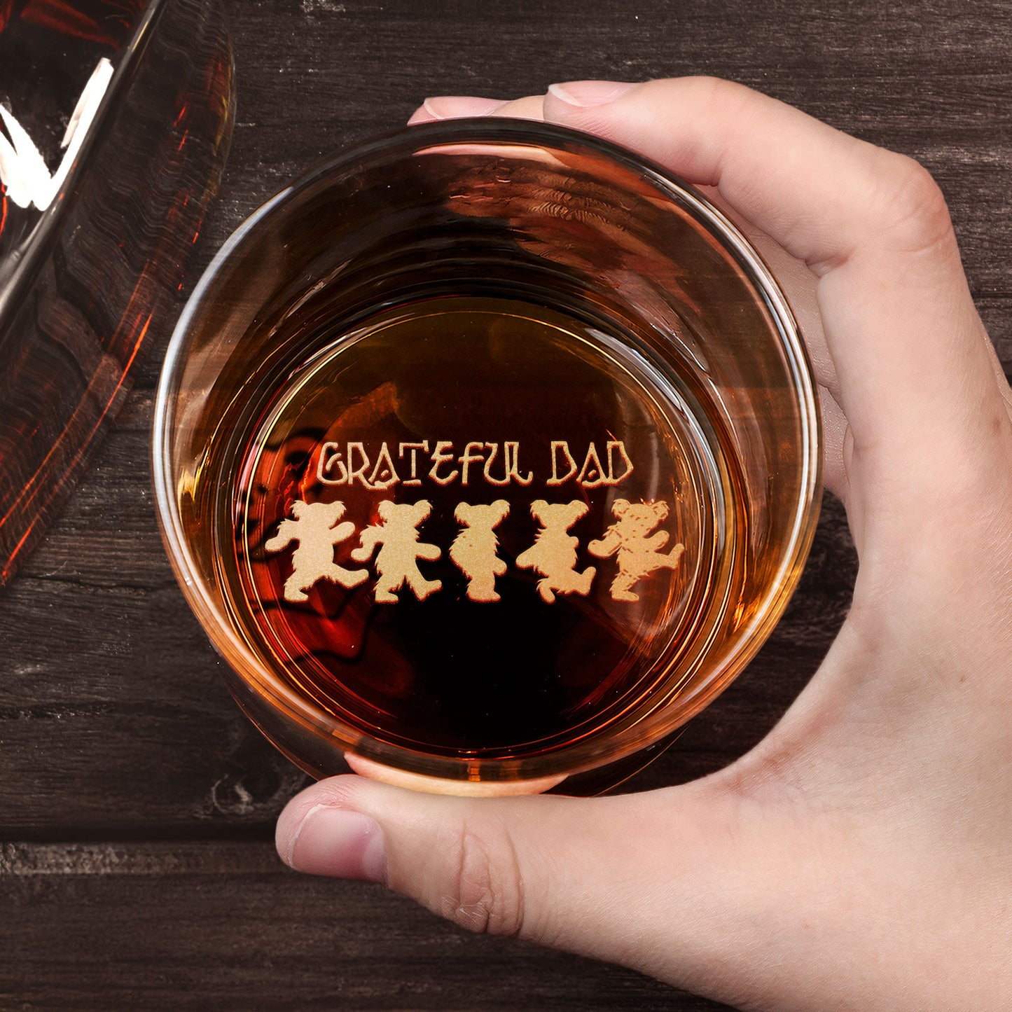 Grateful Dad Dancing Bears Engraved Whiskey Glass - Multiple Designs Available Father's Day Gift (With Gift Box)