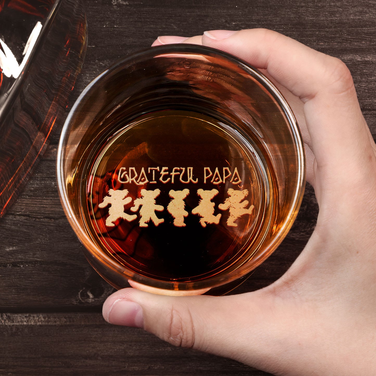 Grateful Papa Dancing Bears Engraved Whiskey Glass - Multiple Designs Available Father's Day Gift (With Gift Box)