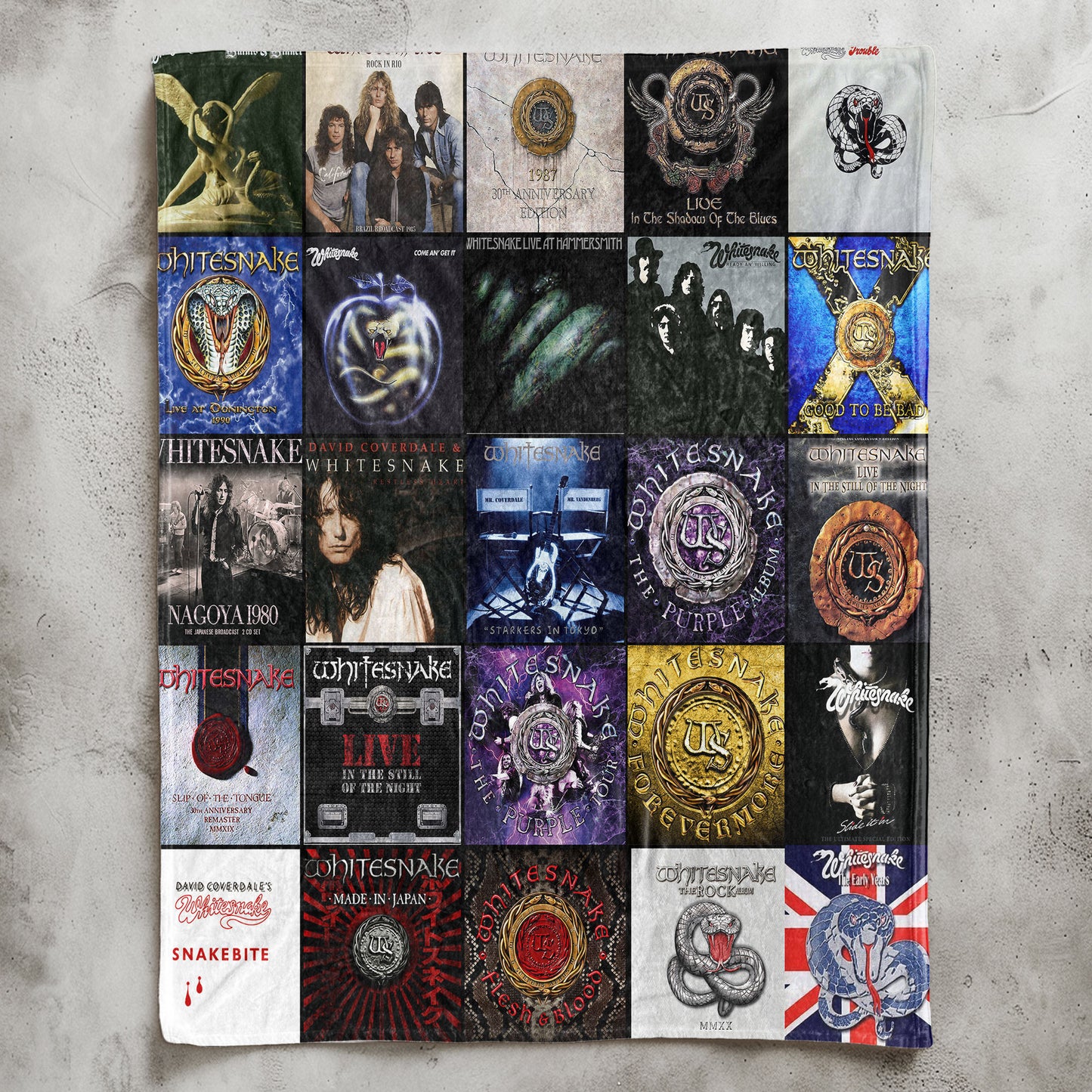 Whitesnake Sherpa Blanket – A Legendary Hard Rock Album Collage for True Fans