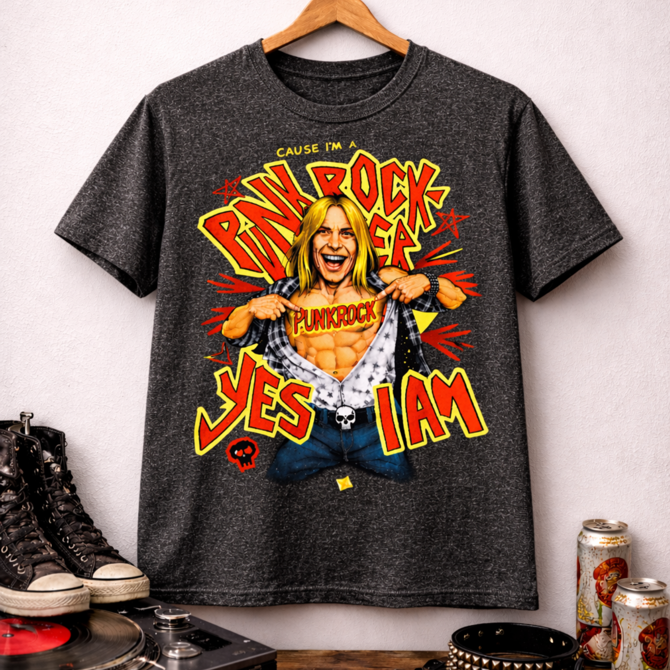 Punk Rocker Comfort Tee – “Yes I Am” Vintage Rebel Graphic Shirt
