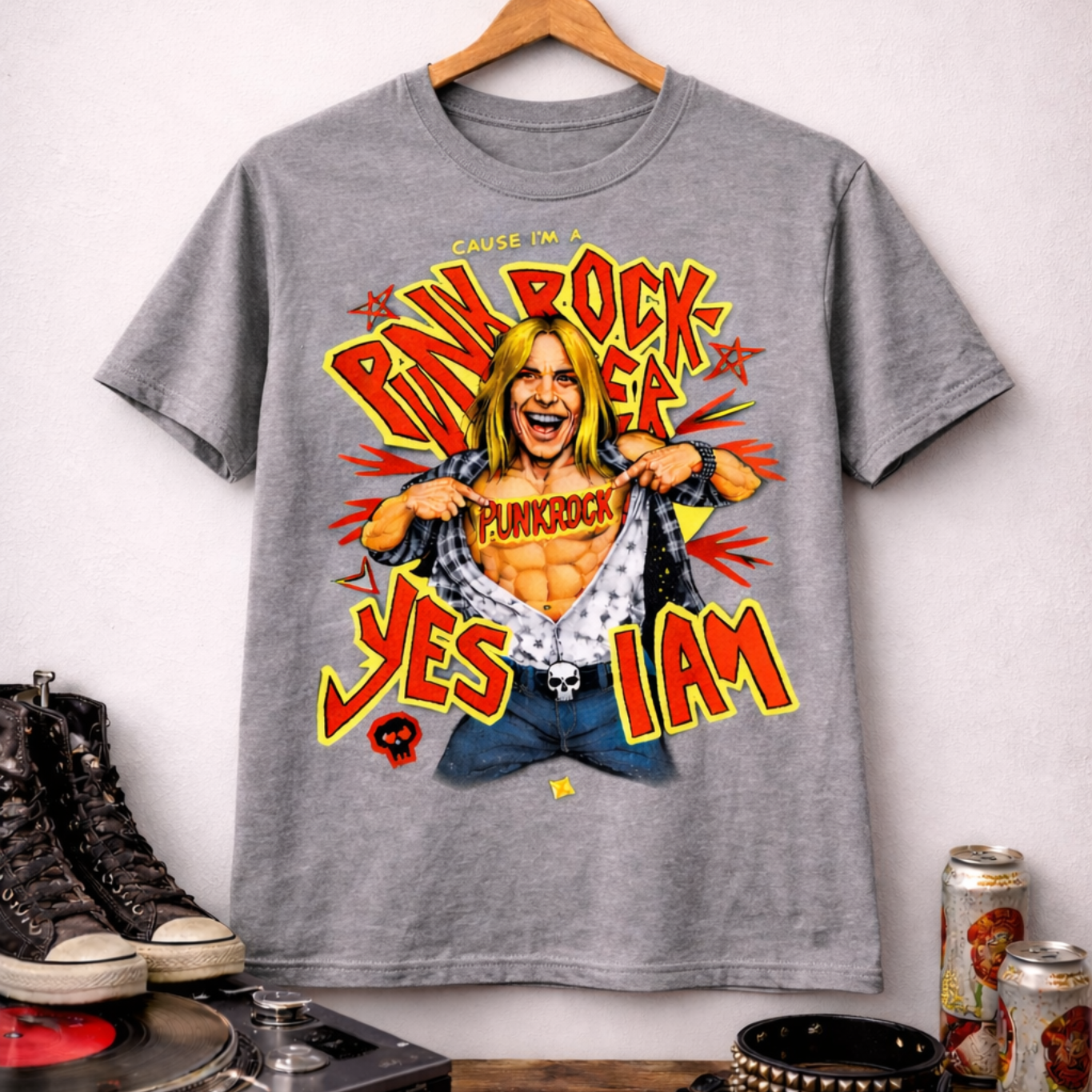 Punk Rocker Comfort Tee – “Yes I Am” Vintage Rebel Graphic Shirt