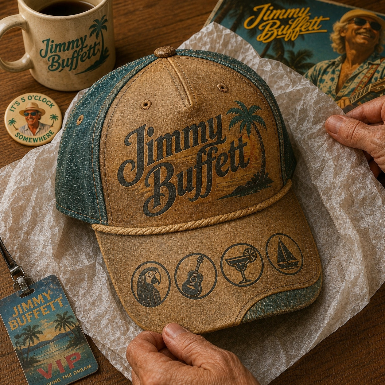 Jimmy Buffett Iconic Classic Cap – Retro Vintage Classic Cap (With Box)