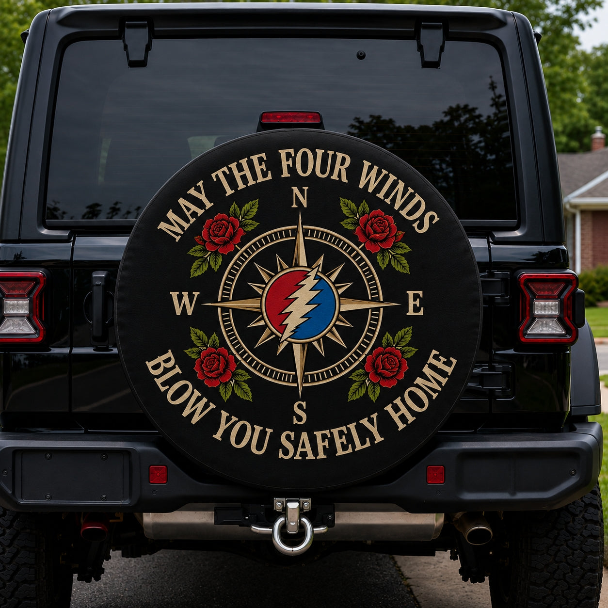 May The Four Winds Blow You Safely Home All Over Tire Cover - Franklin's Tower Inspired Tire Cover