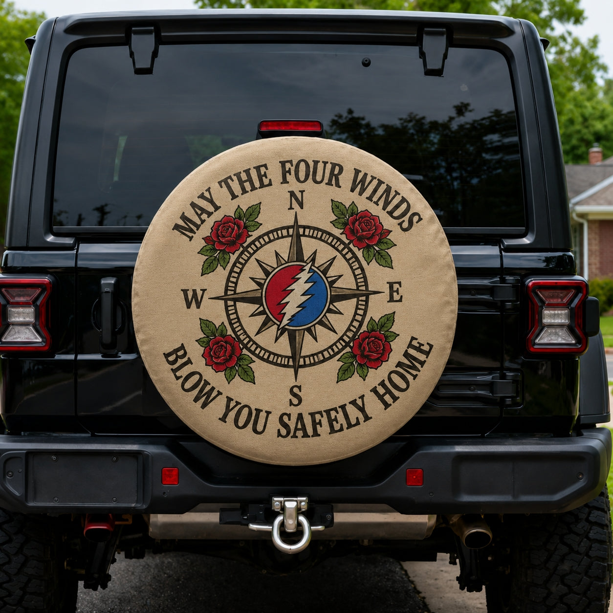 May The Four Winds Blow You Safely Home All Over Tire Cover - Franklin's Tower Inspired Tire Cover
