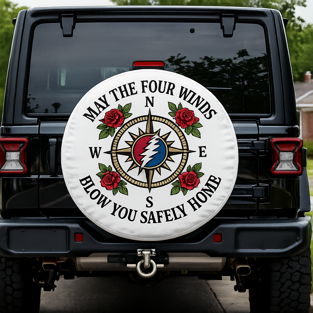 May The Four Winds Blow You Safely Home All Over Tire Cover - Franklin's Tower Inspired Tire Cover
