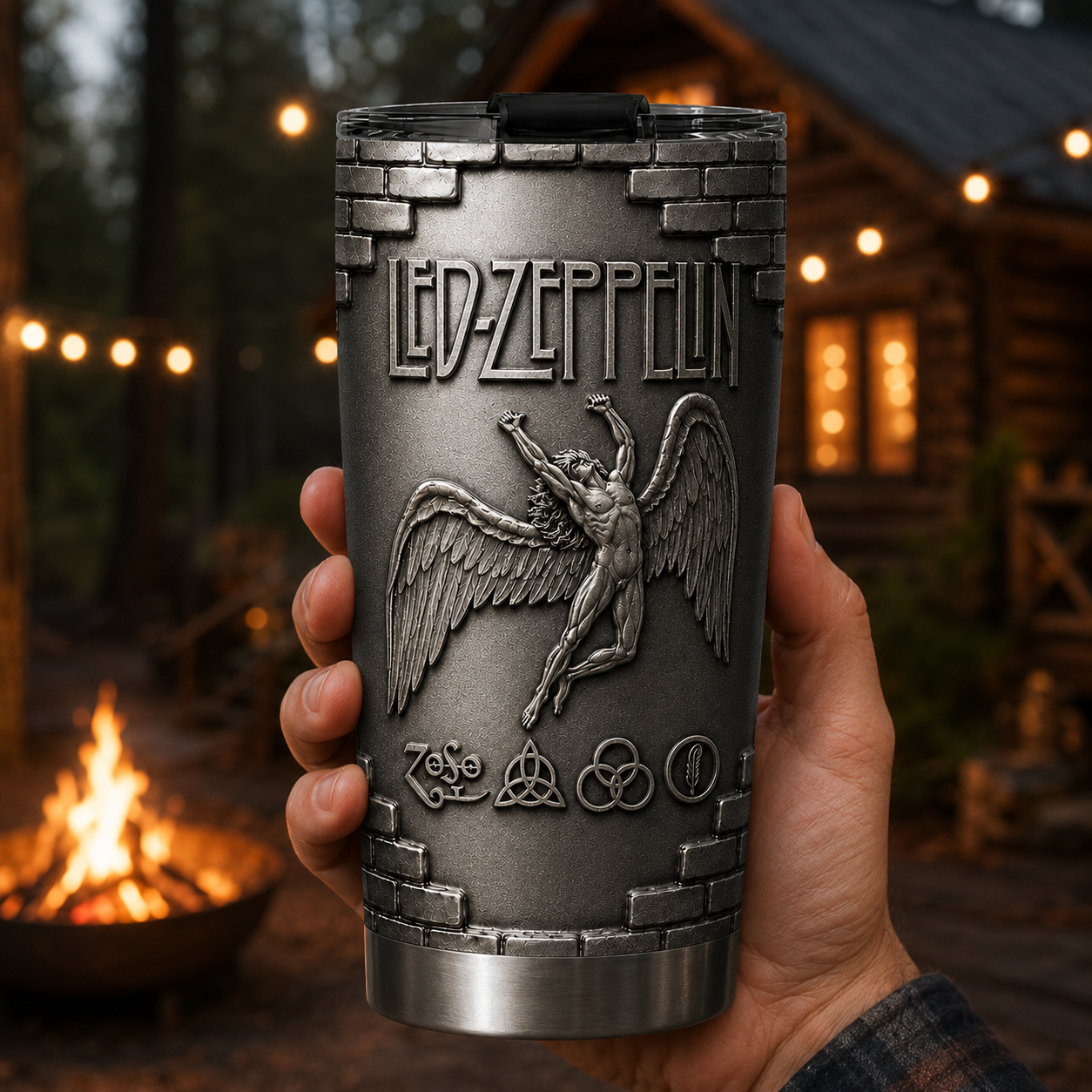 Led Zeppelin 3D Printed Stainless Steel Tumbler - Swan Song Travel Mug - Double Wall Vacuum Insulated Cup