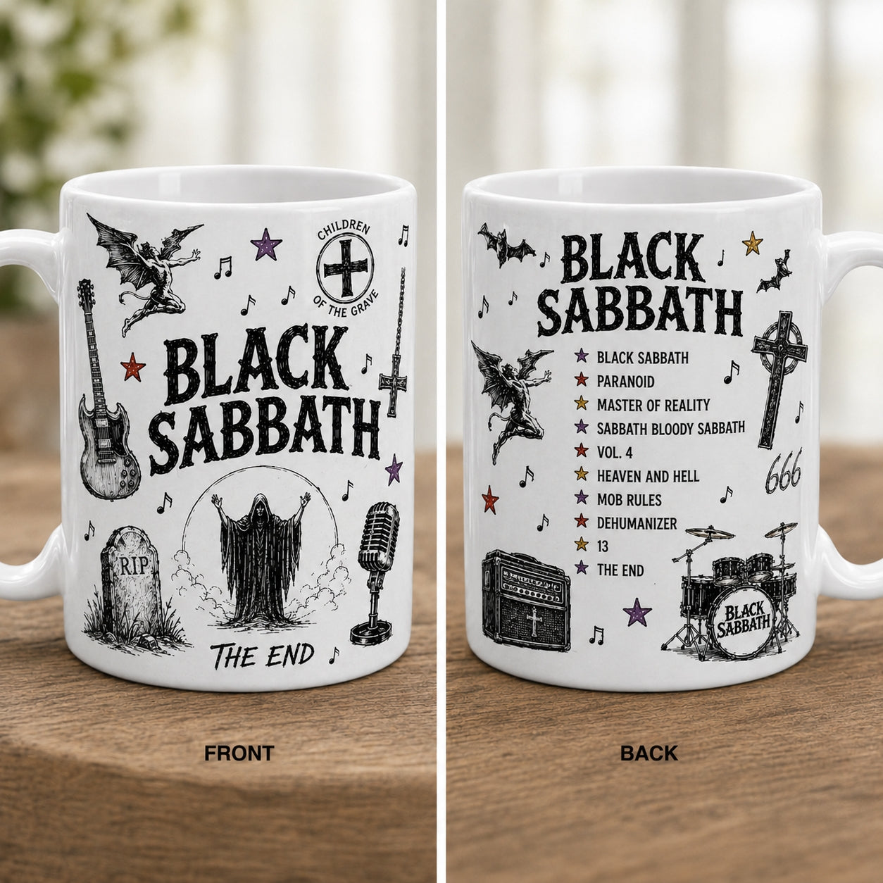 Black Sabbath Sketch Coffee Mug, Heavy Metal Gift, Paranoid Mug, Ozzy Fan Gift, Vintage Rock Ceramic Mug