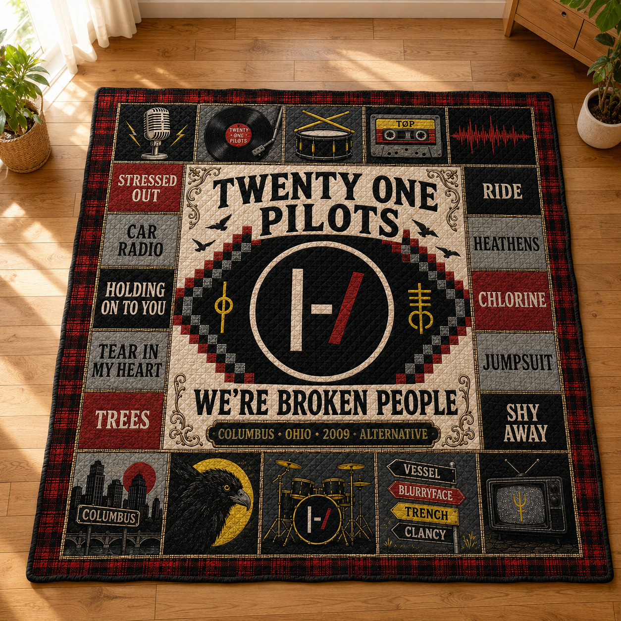 Twenty One Pilots Stressed Out Quilt Blanket – Vessel Trench Clancy High Quality Blanket For Fans