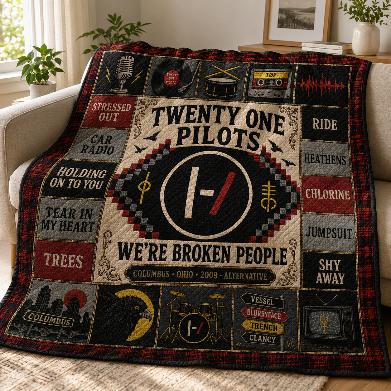 Twenty One Pilots Stressed Out Quilt Blanket – Vessel Trench Clancy High Quality Blanket For Fans