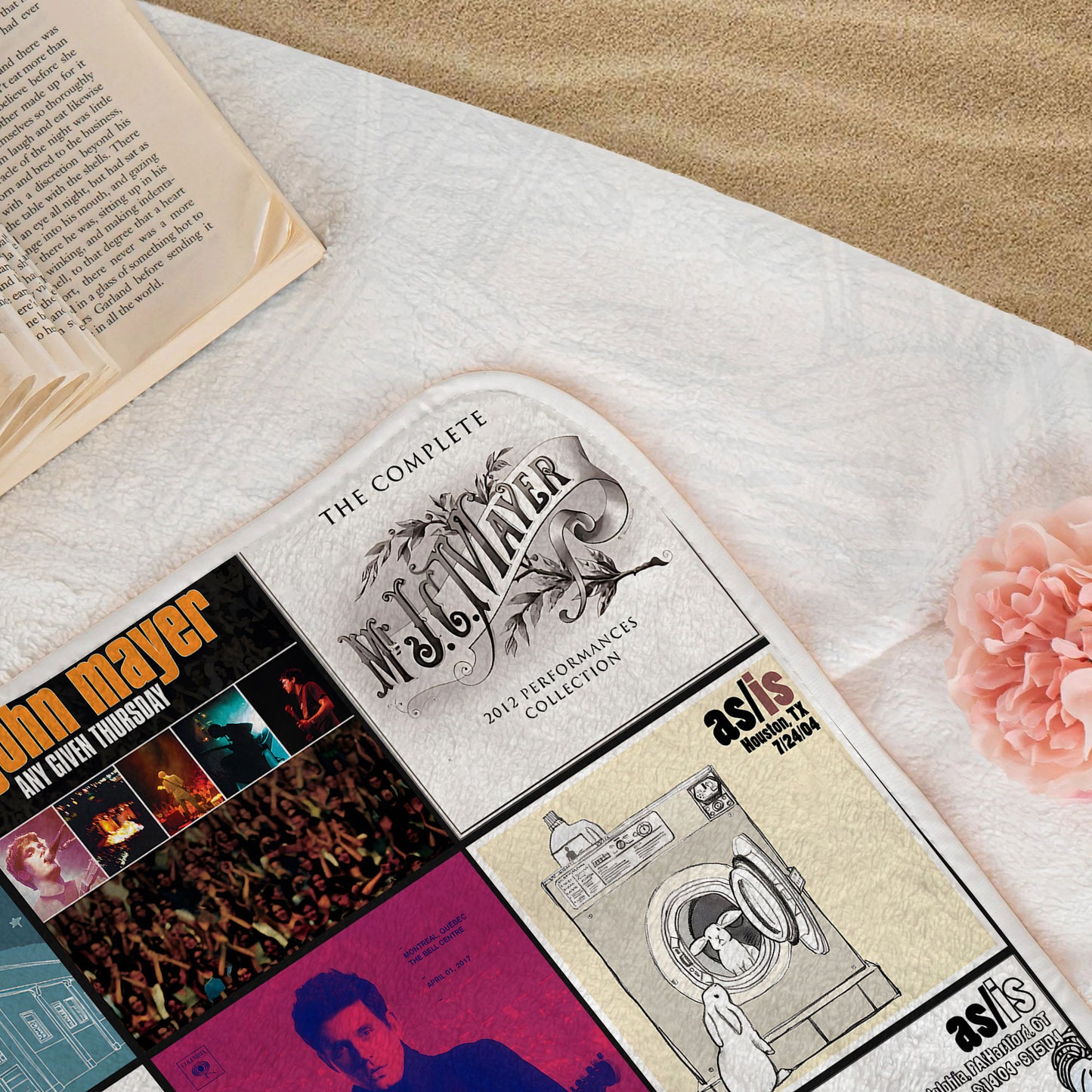 John Mayer Beach Towel – Album Cover Collage Classic Pop And Rock Towel