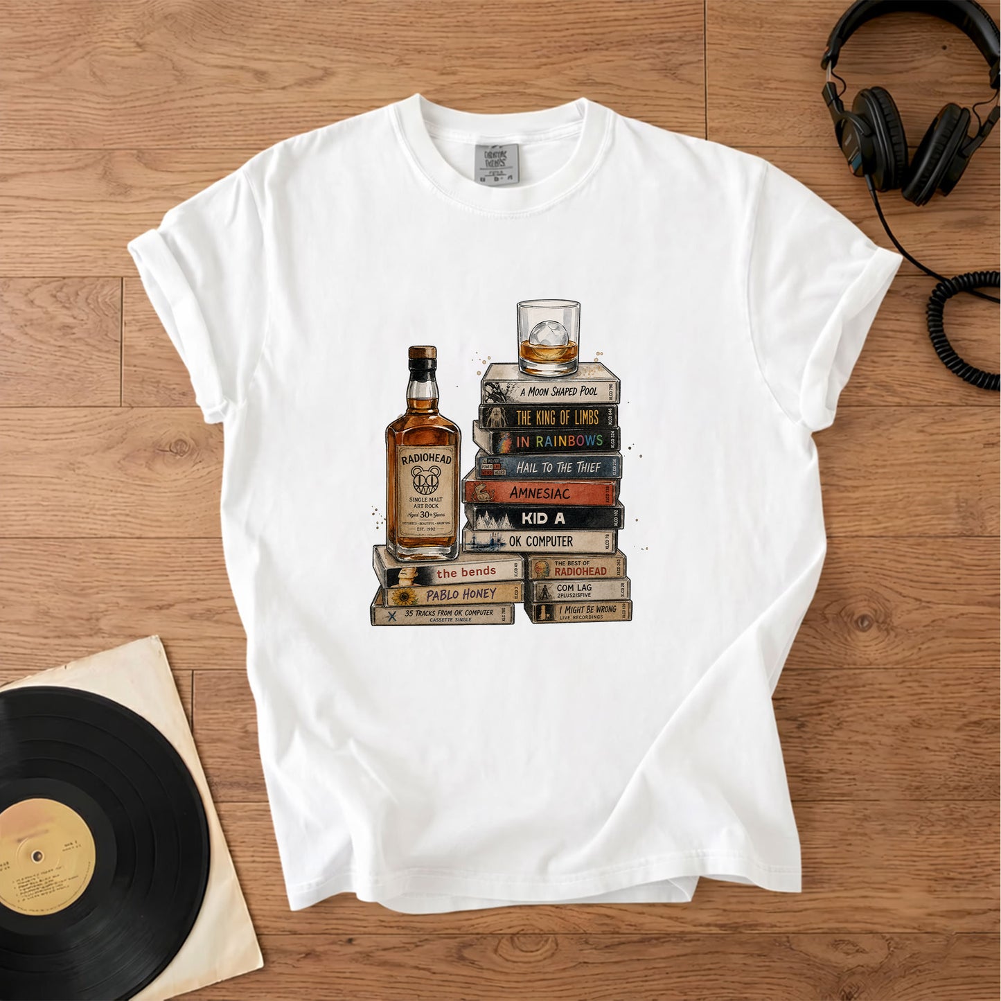 Radiohead Cassette Album Collection Vintage T-Shirt – Retro Rock Music Radiohead Merch Tee