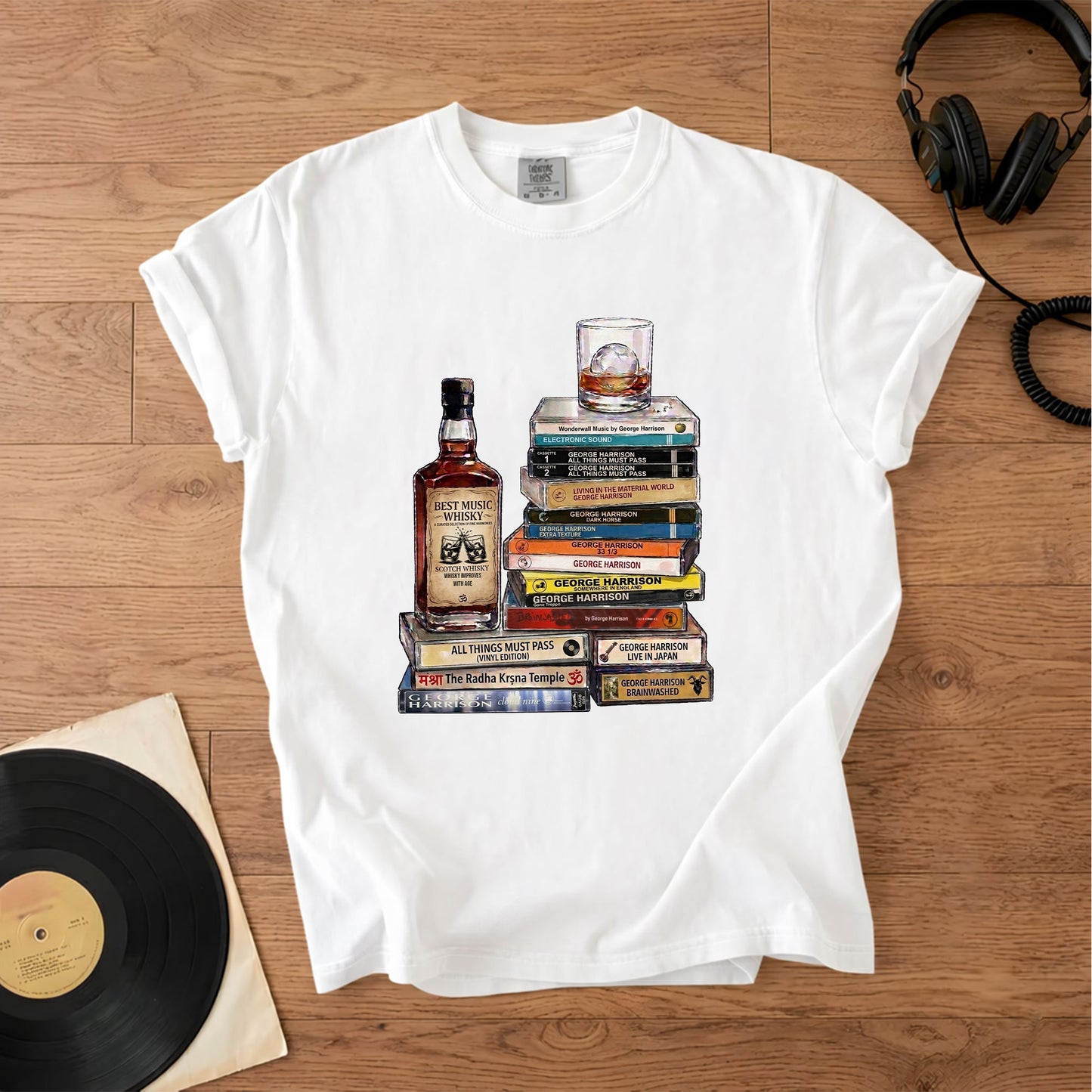 George Harrison Cassette Collection T-Shirt – Retro Music The Beatles Band Merch Tee