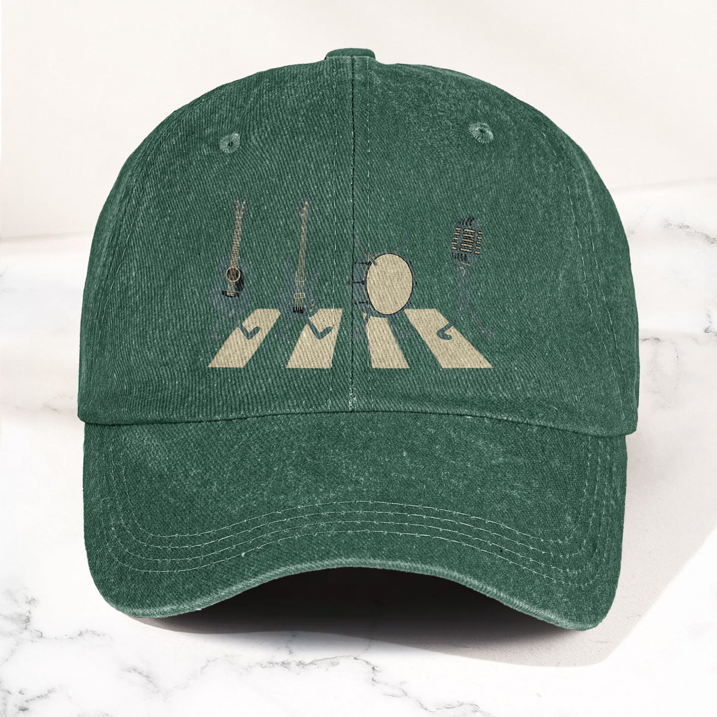 The Beatles Music Instruments Abbey Road Style Parody Vintage Denim Cap – Retro Music Band Cap Gift For Dad (With Box)
