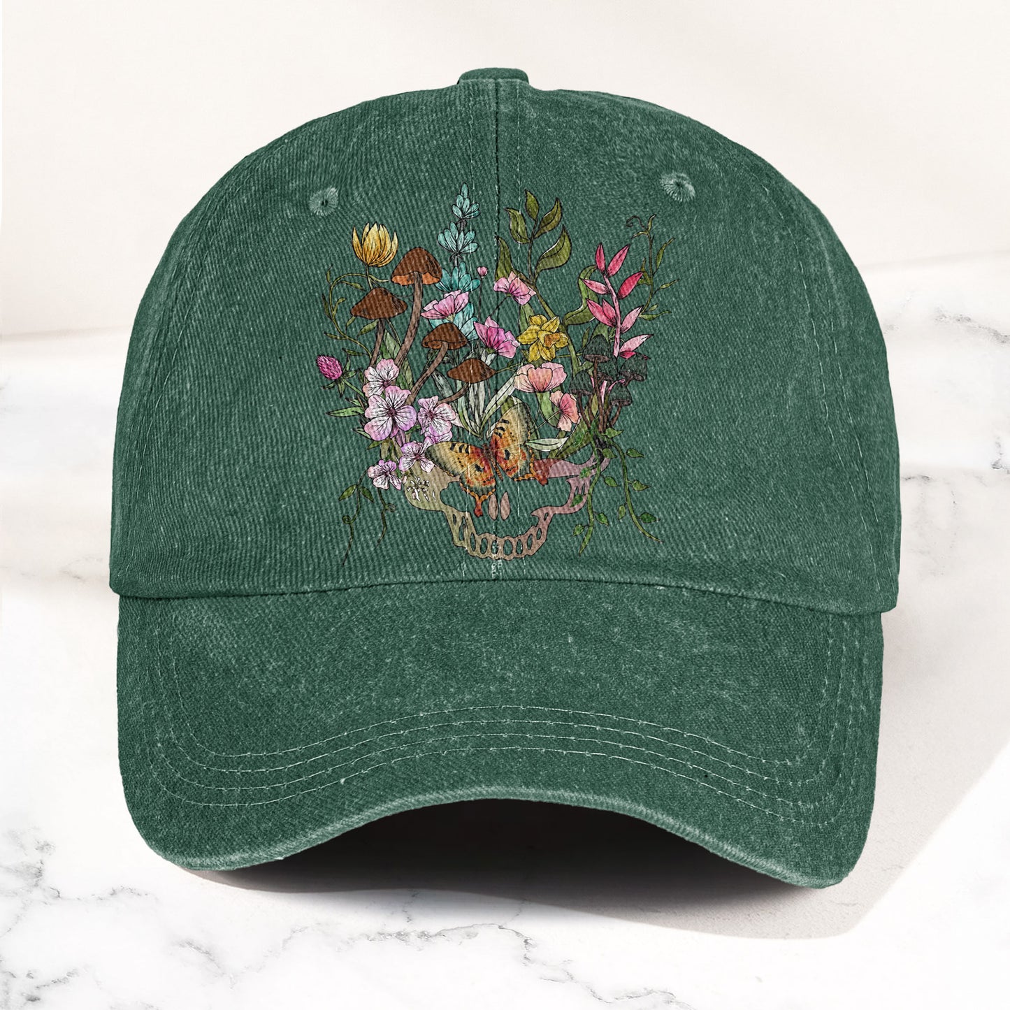 Grateful Dead Botanical Stealie Skull And Flower Denim Cap – Retro Vintage Dad Cap Gift For Dad (With Box)
