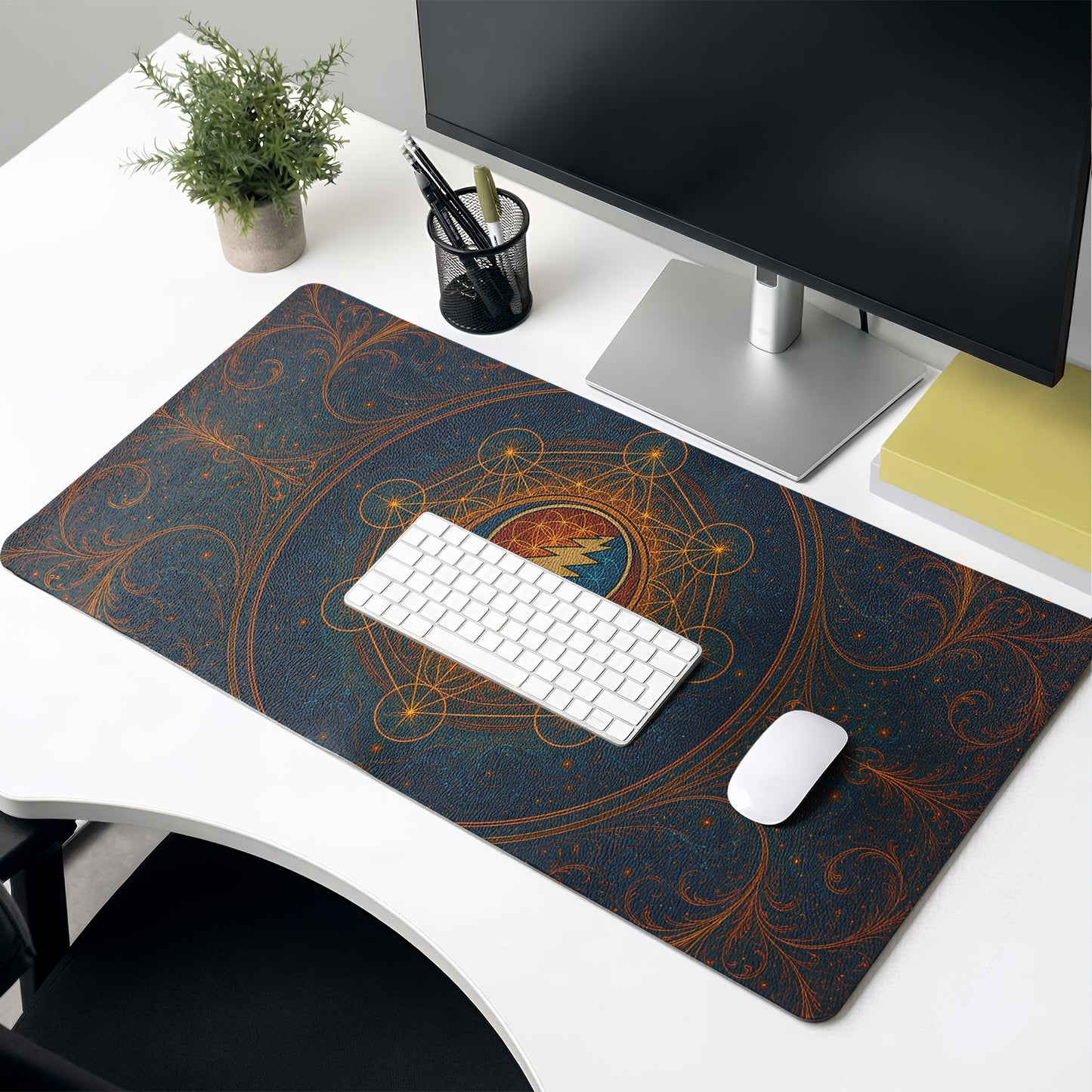 Grateful Dead Sacred Geometry Steal Your Face Desk Mat – Non-slip Office Gift Keyboard Pad Birthday Gift For Music Lovers