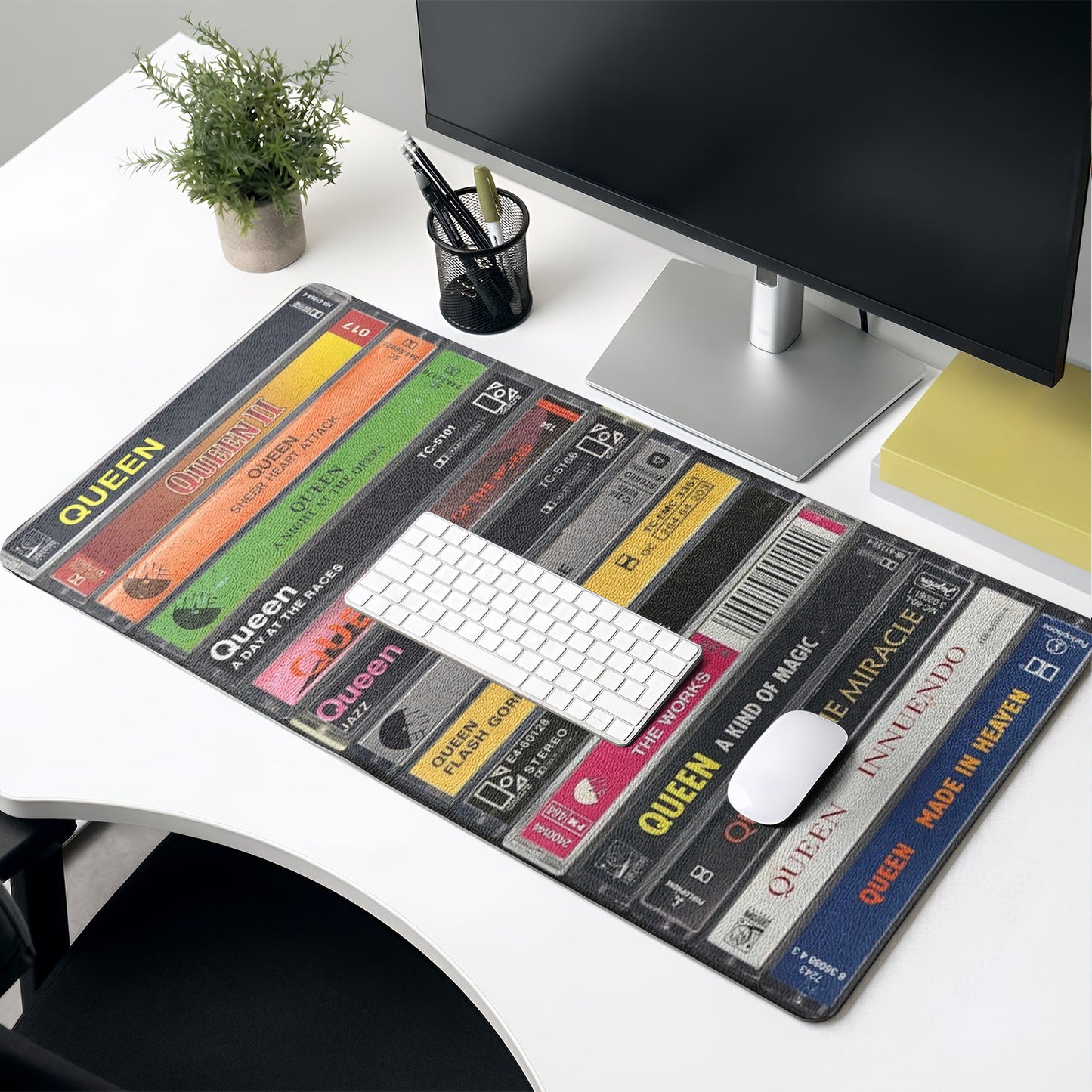 Queen Band Cassette Album Collage Print Desk Mat – Non-slip Office Gift Keyboard Pad Birthday Gift For Music Lovers