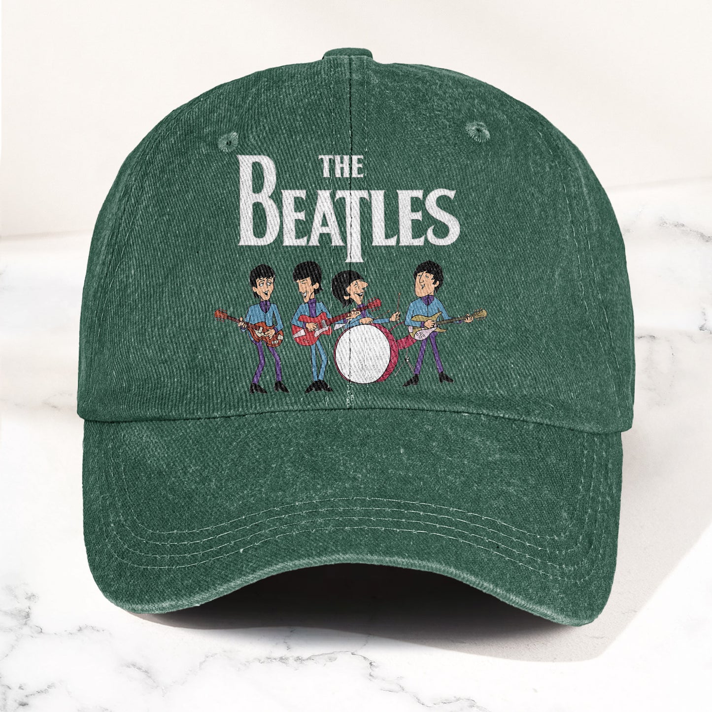 The Beatles Fab Four Cartoon Denim Cap – Retro Vintage Dad Cap Gift For Dad (With Box)