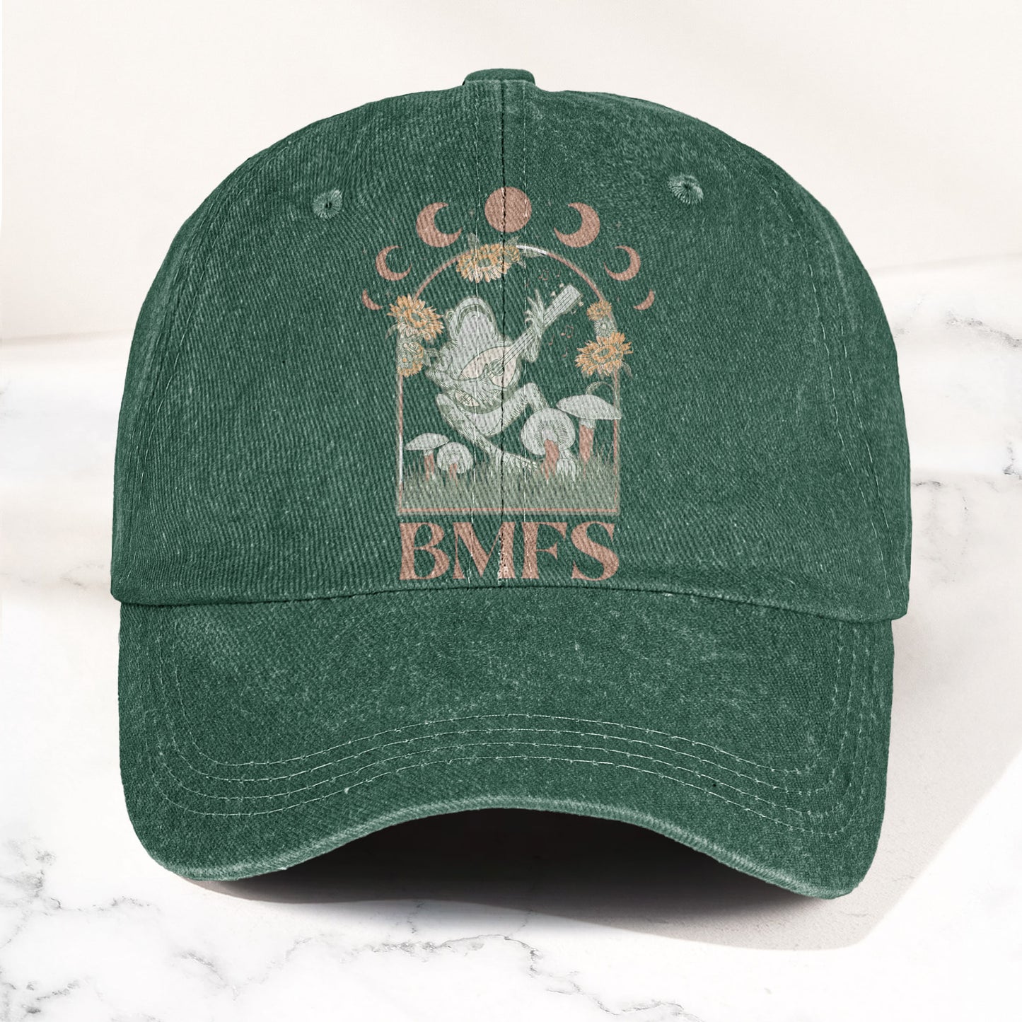Billy Strings BMFS Frog Mandolin Sunflowers Moon Phase Vintage Graphic Denim Cap – Retro Vintage Dad Cap Gift For Dad (With Box)