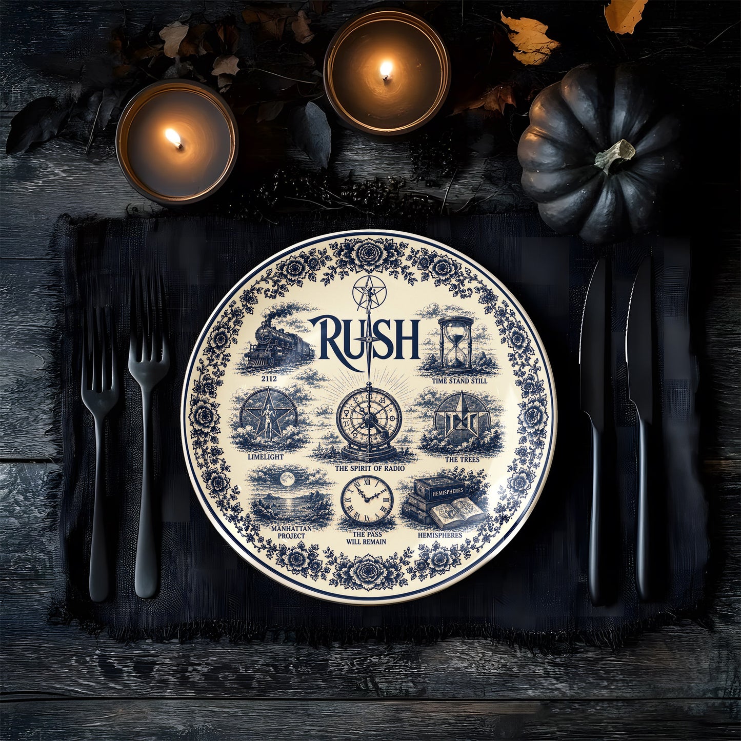 Rush Decorative Ceramic Plate with Display Stand – Classic Rock Songs Memorabilia Gift