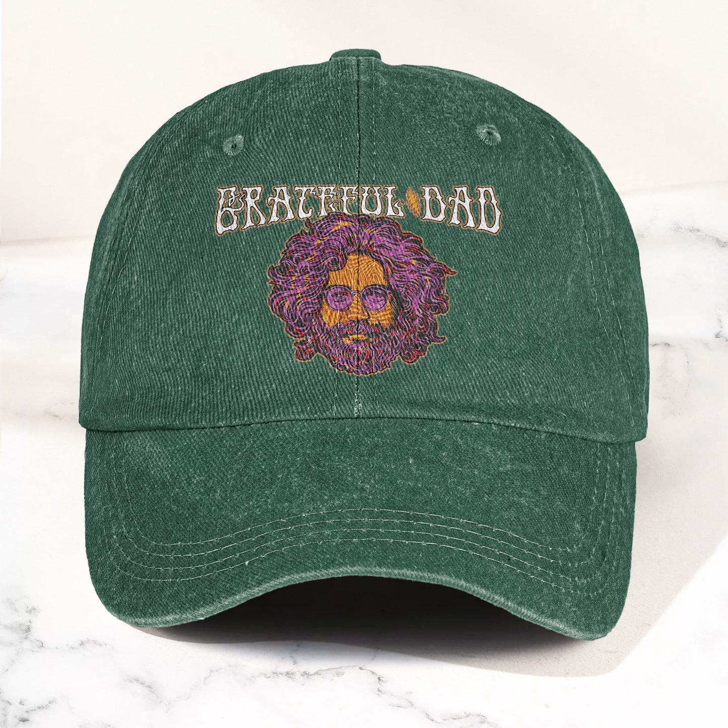 Grateful Dead Jerry Garcia Illustration Denim Cap – Retro Vintage Dad Cap Gift For Dad Father's Day Gift (With Box)