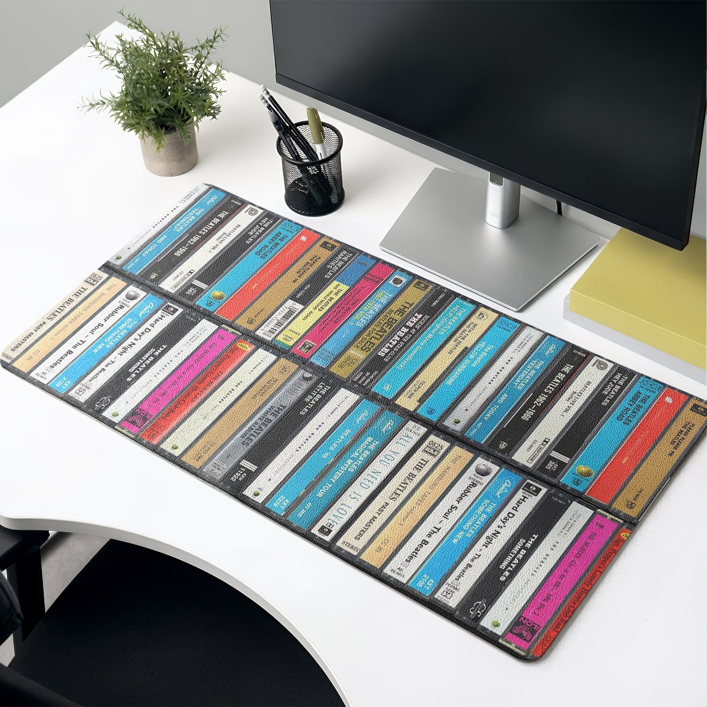 The Beatles Band Vintage Cassette Desk Mat – Non-slip Home Office Gift Keyboard Pad for Rock Music Lovers