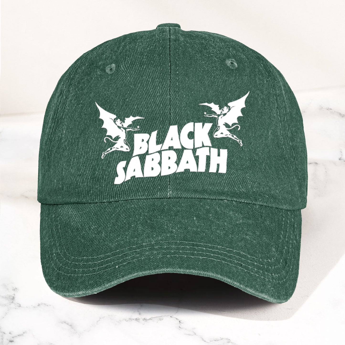 Black Sabbath Denim Dad Cap – Classic Winged Demon Logo Design ( With BOX)