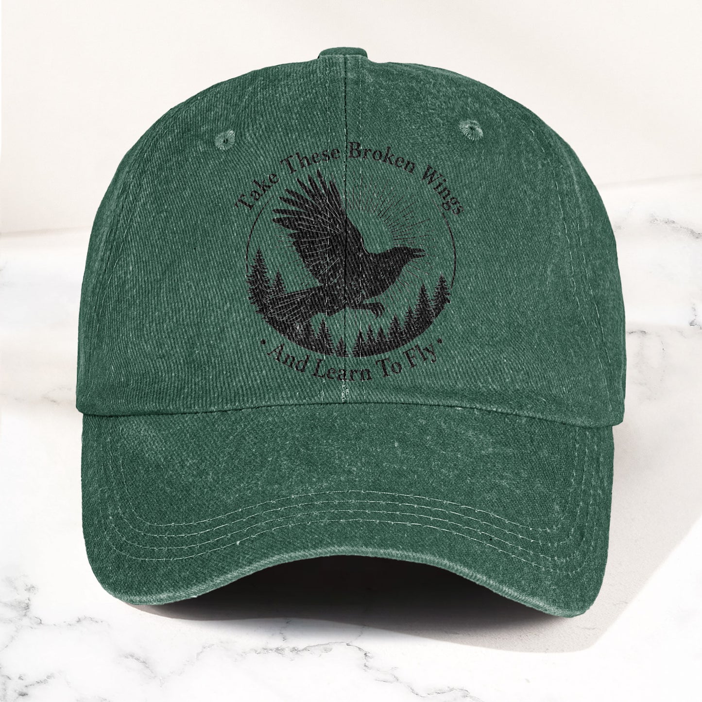 Broken Wings Take These Broken Wings And Learn To Fly Denim Cap – Retro Vintage Dad Cap Gift For Dad (With Box)