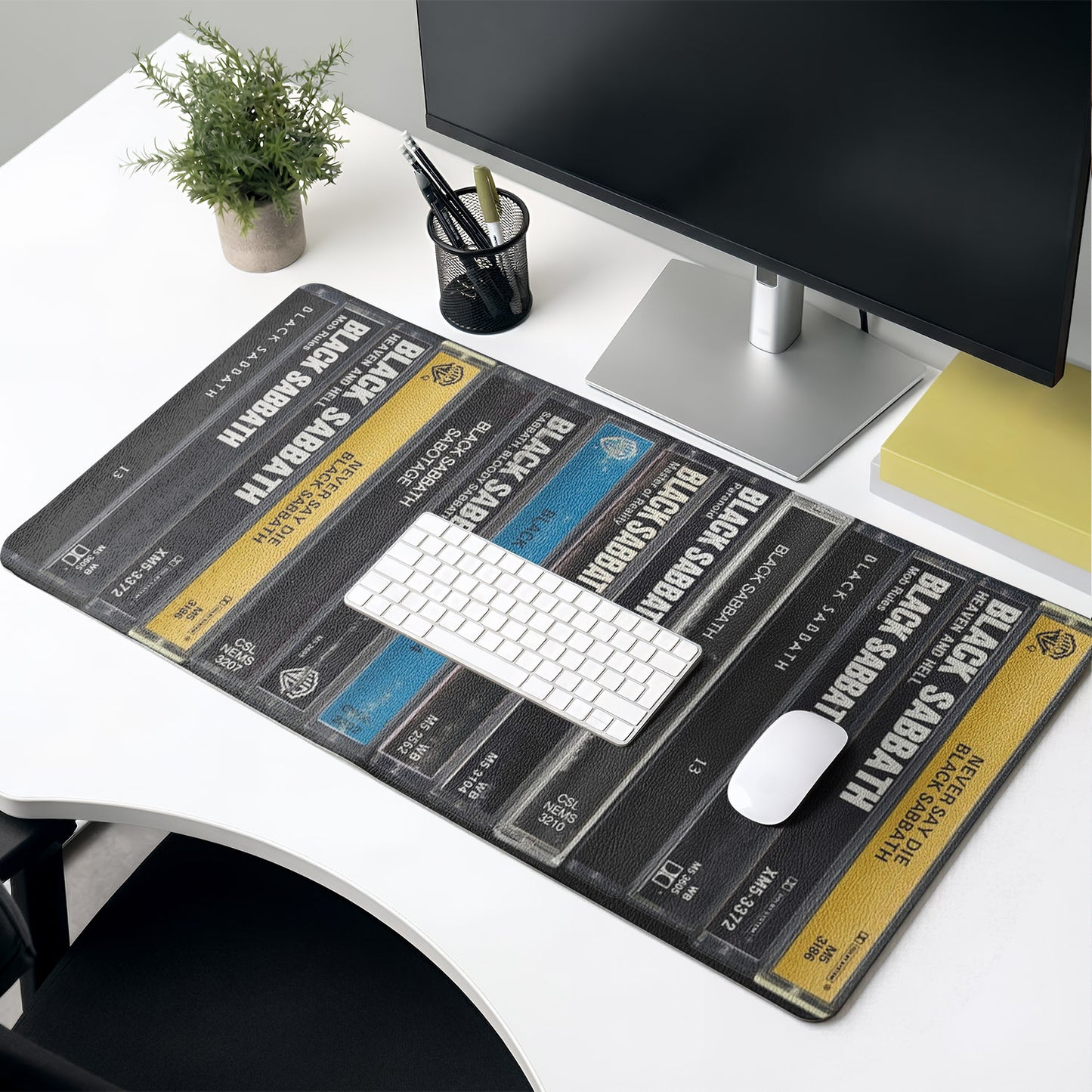 Black Sabbath Cassette Album Collage Print Desk Mat – Non-slip Office Gift Keyboard Pad Birthday Gift For Music Lovers