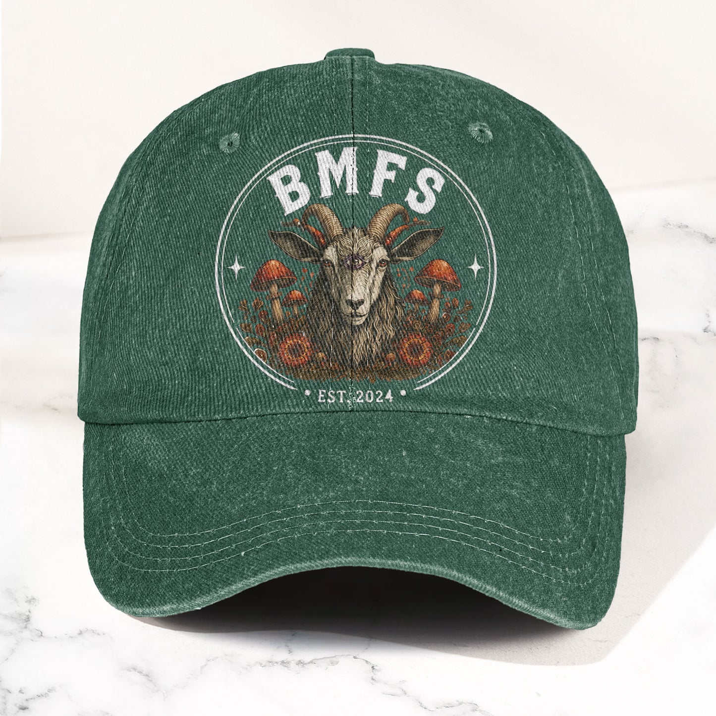 Billy Strings BMFS Goat Three Eyed Goat Mushroom Vintage Graphic Denim Cap – Retro Vintage Dad Cap Gift For Dad (With Box)