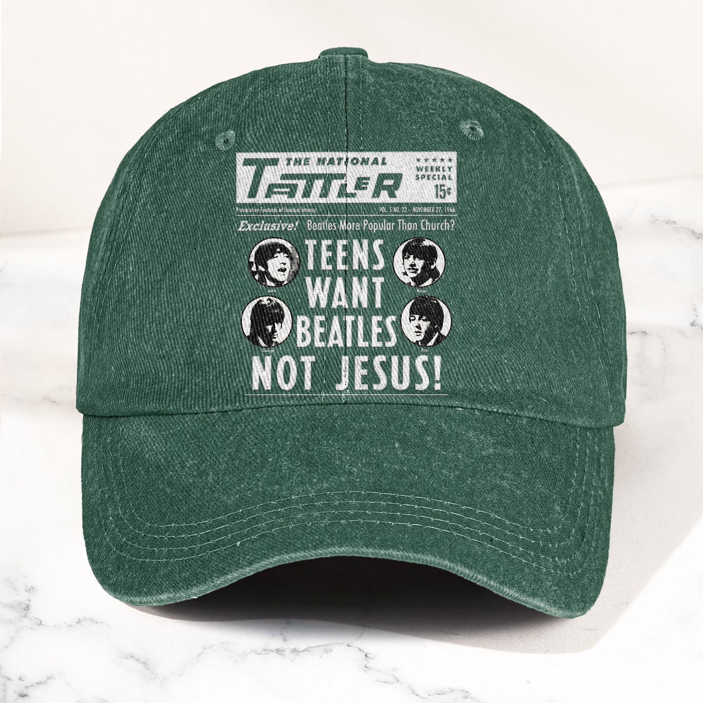 Teens Want Beatles Not Jesus Denim Cap – Retro Rock Music Fan Cap (With Box)