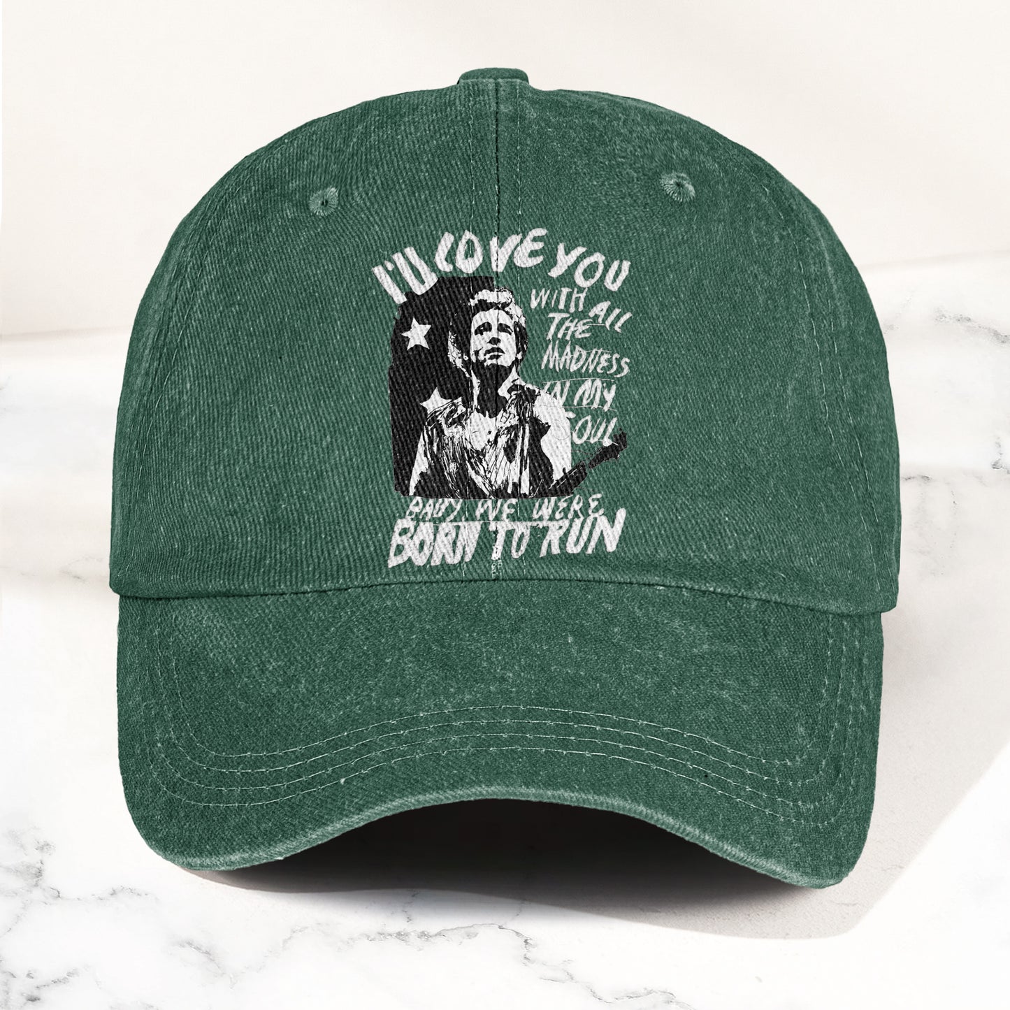 Bruce Springsteen Born to Run Lyrics Denim Cap – Retro Rock Music Fan Cap (With Box)