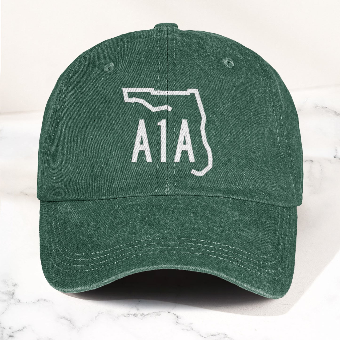 A1A Highway Sign Florida Denim Cap – Retro Jimmy Buffett Inspried Hat (With Box)