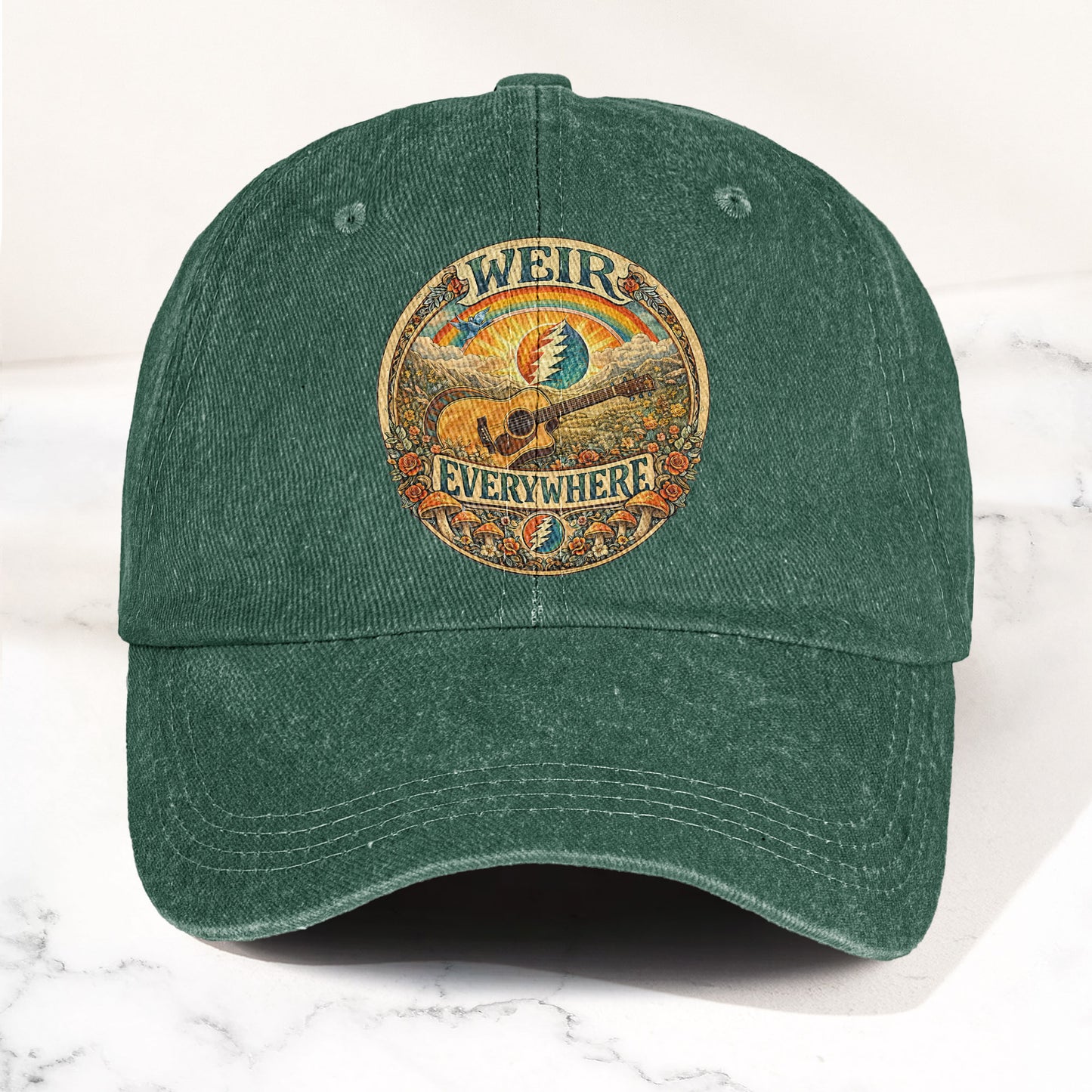 Grateful Dead Bob Weir Everywhere Acoustic Guitar Denim Cap – Retro Vintage Dad Cap Gift For Dad (With Box)