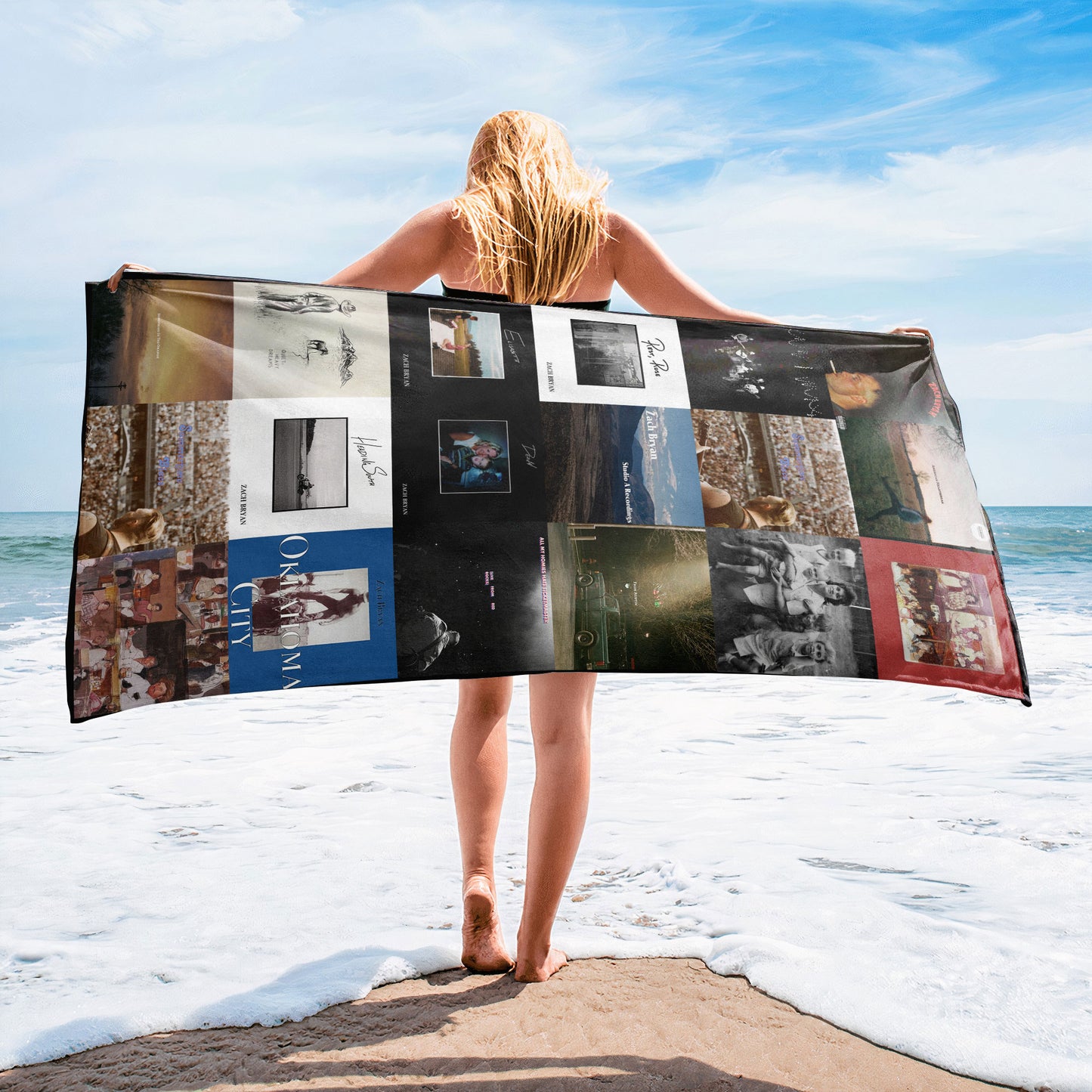 Zach Bryan Beach Towel – Album Cover Collage Classic Folk Towel
