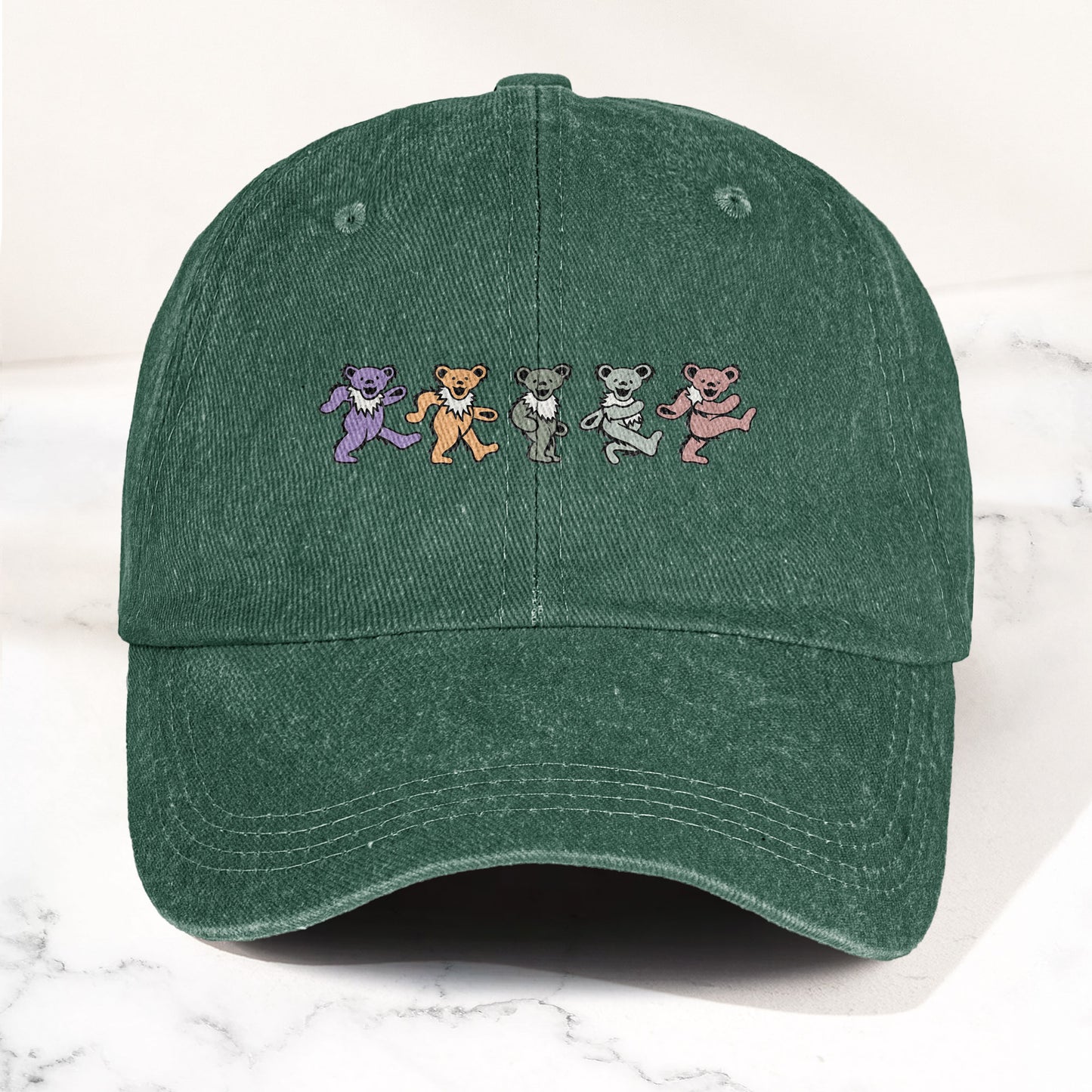 Grateful Dead Pastel Dancing Bears Denim Cap – Vintage Music Grateful Dead Merch Gift for Dad (With Box)