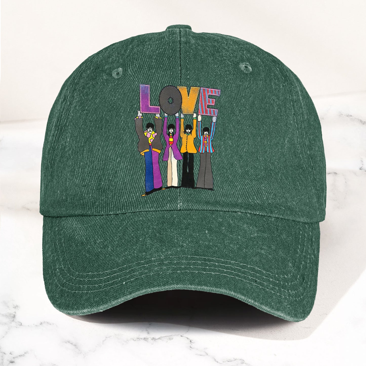 The Beatles Denim Dad Cap – LOVE Album Inspired Design (With BOX)