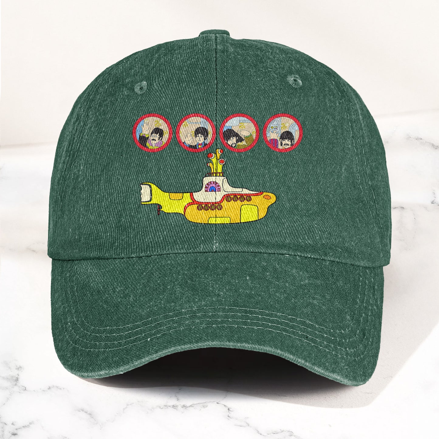 Yellow Submarine from The Beatles 1968 Cartoon Film Denim Cap – Retro Music Fan Concert Cap Gift For Dad (With Box)
