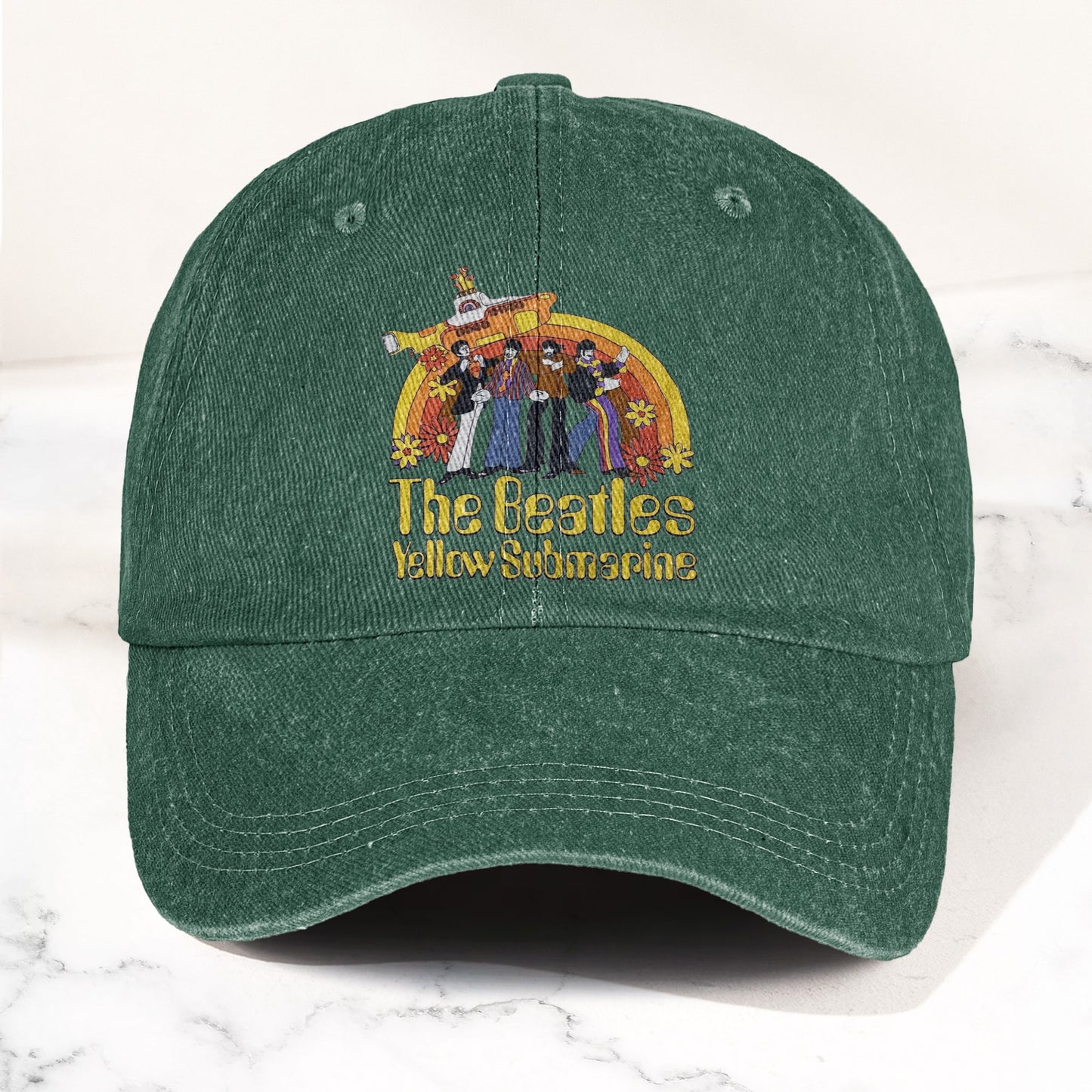 The Beatles Yellow Submarine Denim Dad Cap – Iconic Album Design ( With BOX)