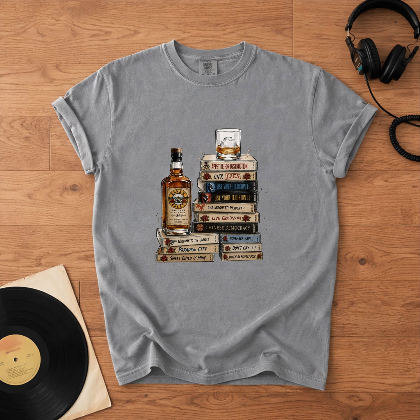 Guns N' Roses Cassette Album Collection T-Shirt – Retro Music Guns N' Roses Merch Tee