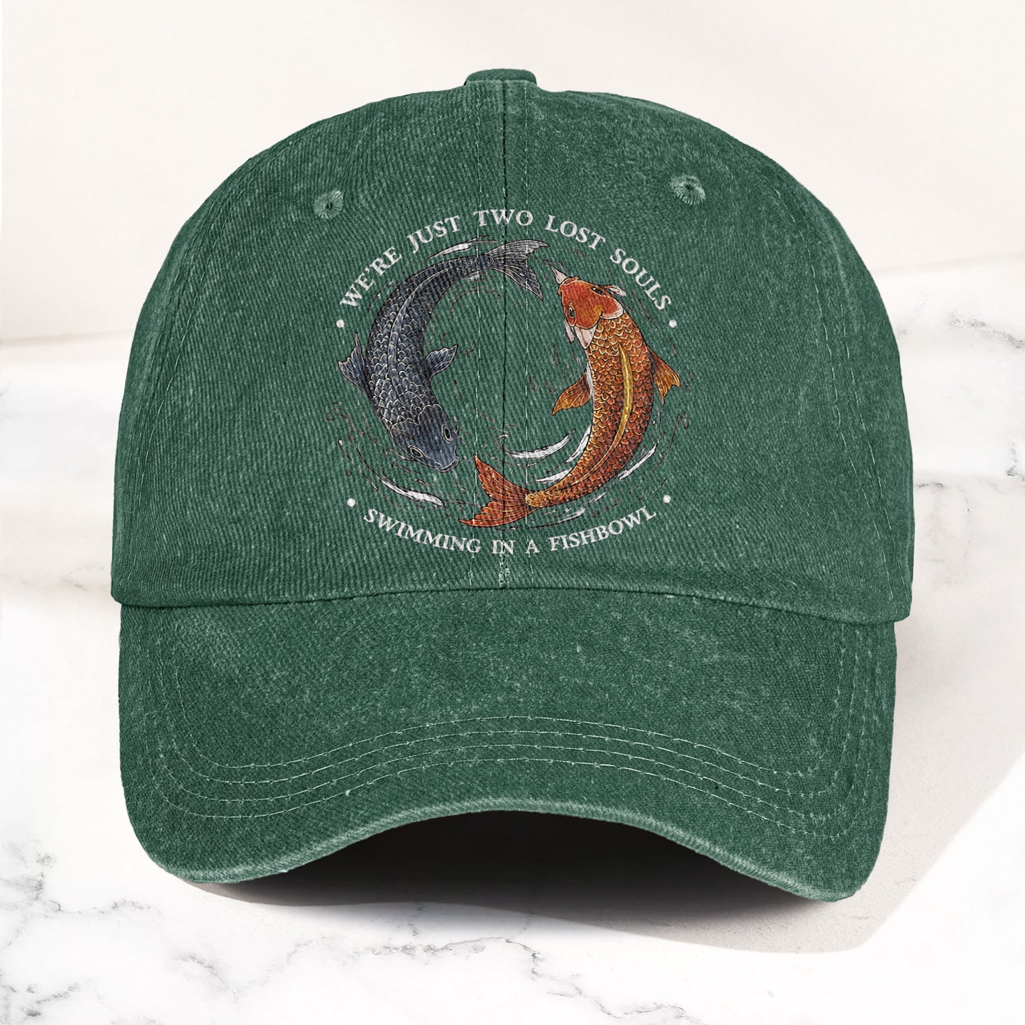 Pink Floyd We're Just Two Lost Souls Swimming In A Fish Bowl Vintage Denim Cap – Retro Dad Cap (With Box)