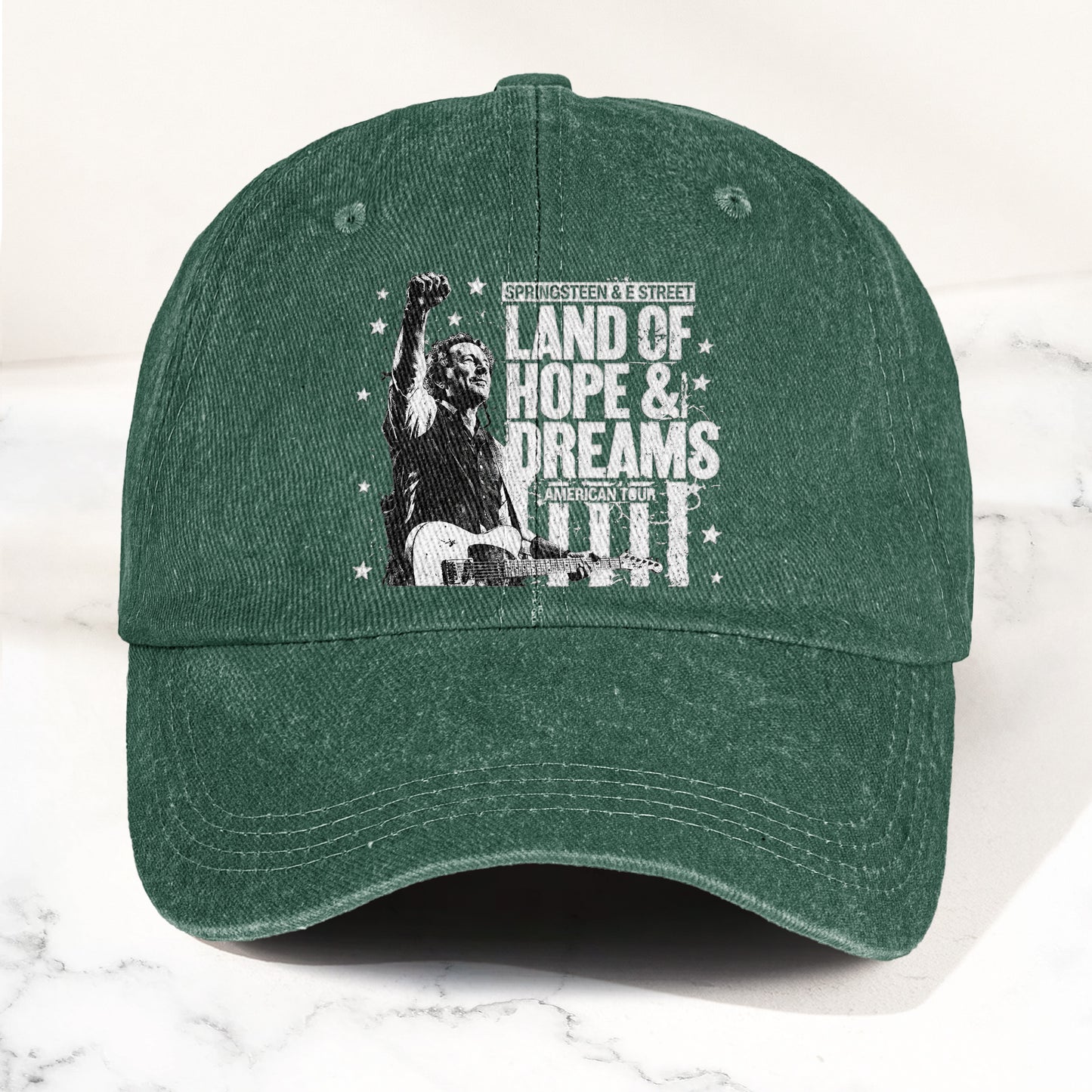 Bruce Springsteen Land of Hope & Dreams American Tour Denim Cap – Retro Rock Music Fan Cap (With Box)